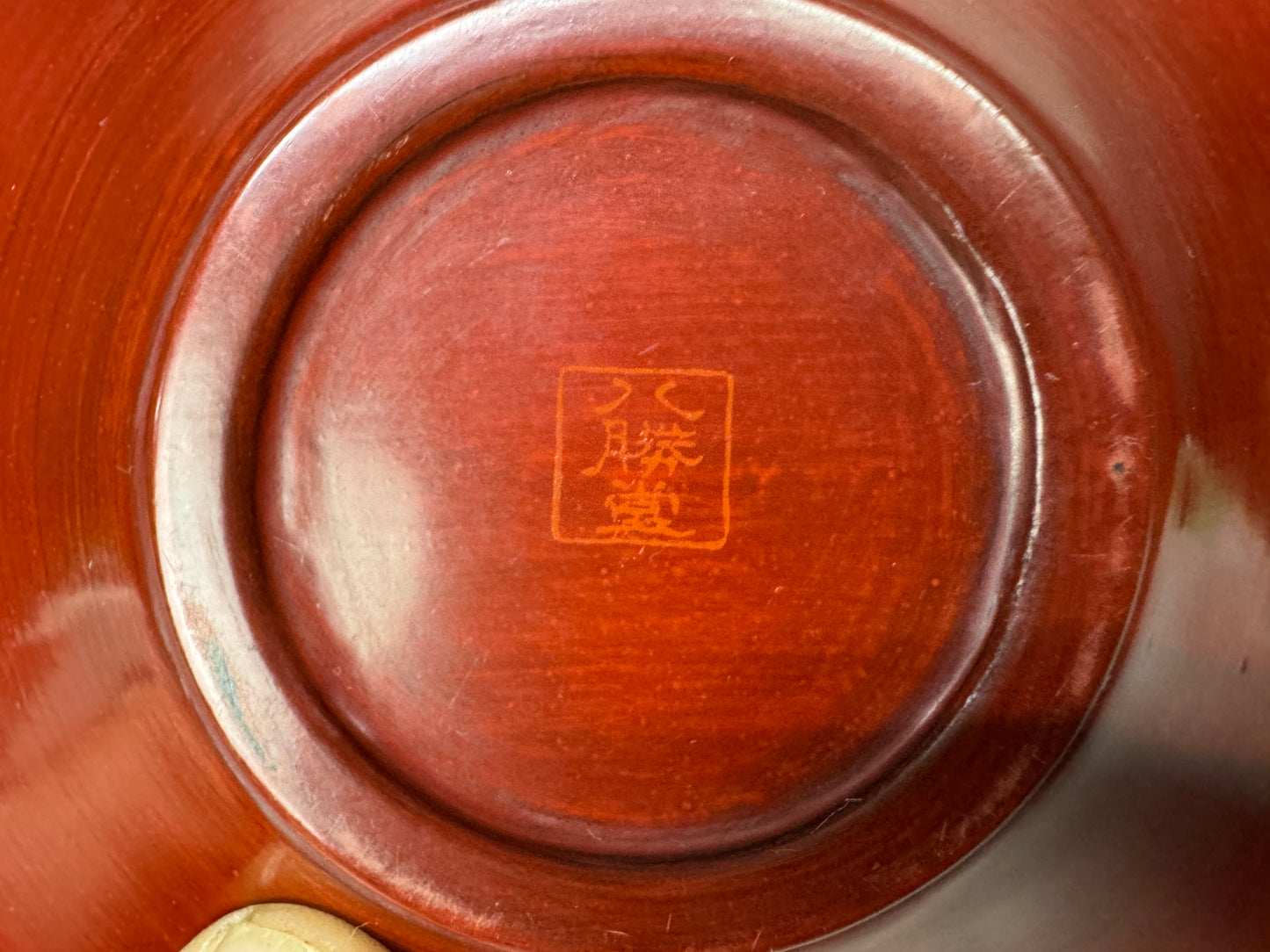 Y8993 DISH Kamakura carving Chataku coaster set of 5 signed Japan antique