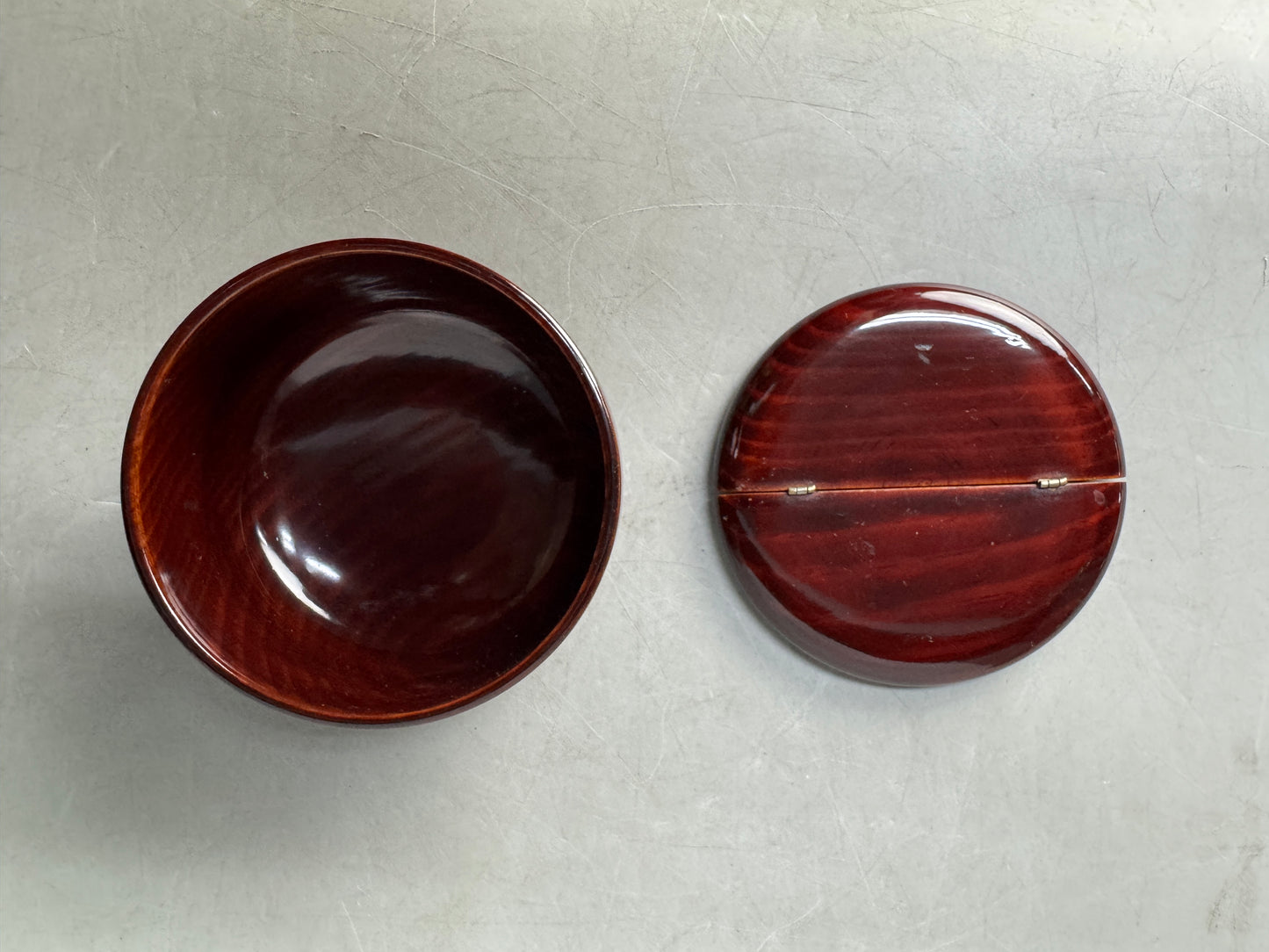 Y8994 NATUME Pine Caddy container split lid Japan Tea Ceremony utensils antique
