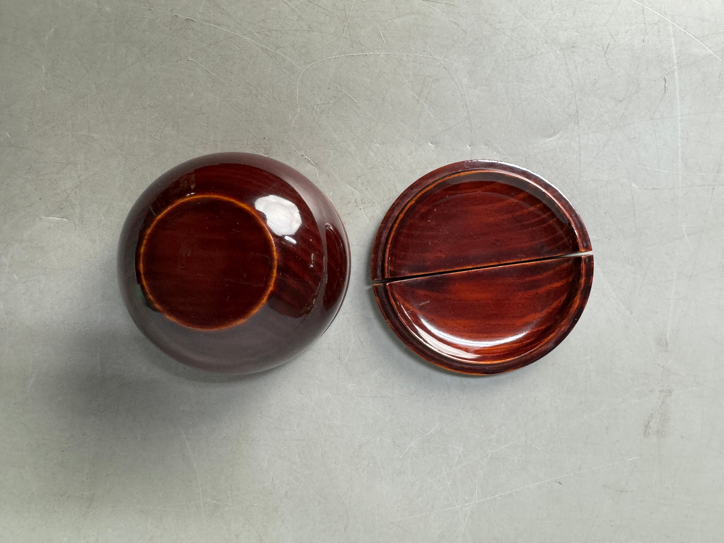 Y8994 NATUME Pine Caddy container split lid Japan Tea Ceremony utensils antique