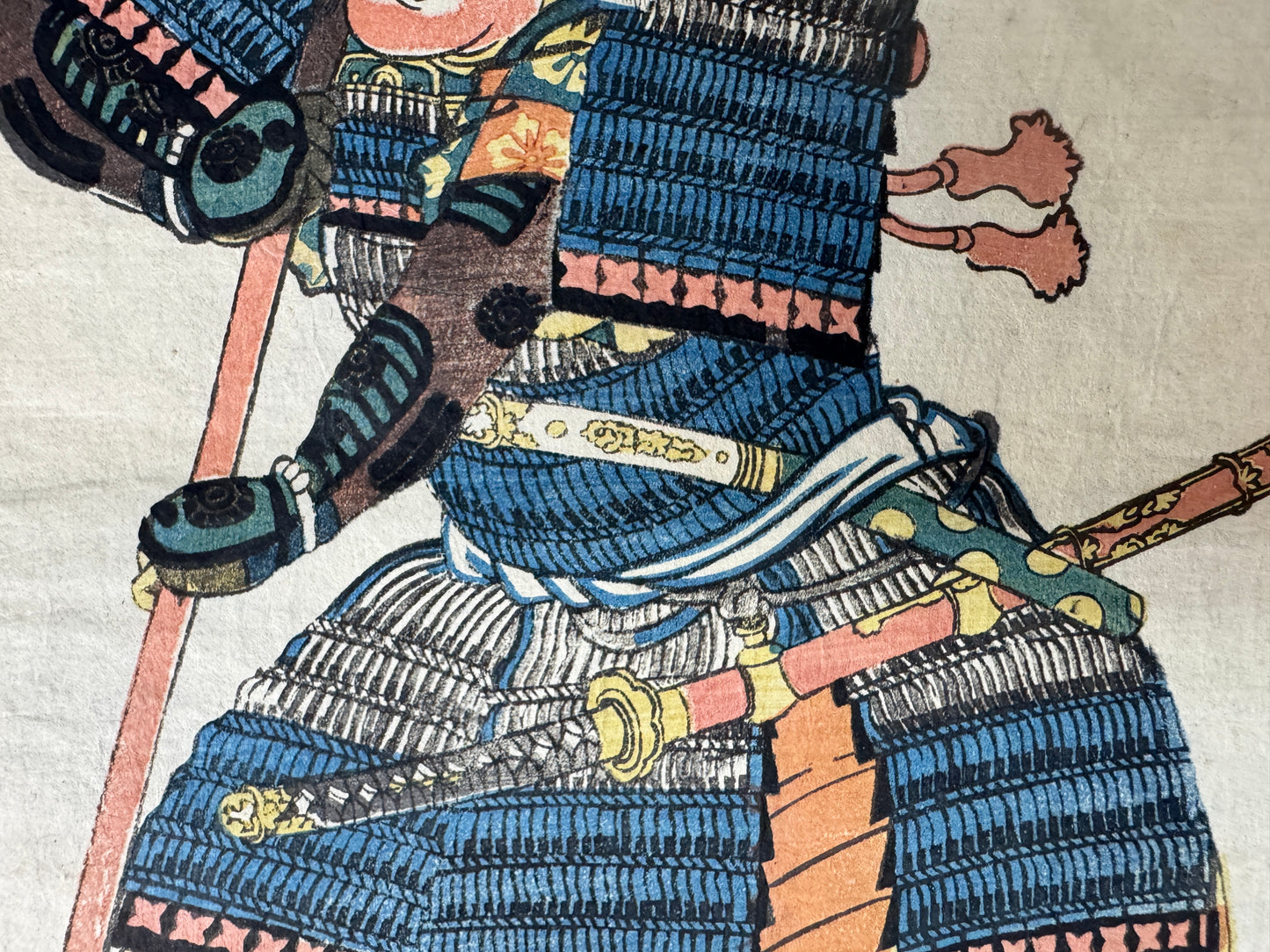 Y9002 WOODBLOCK PRINT Yoshikazu warrior skull single piece Japan Ukiyoe antique