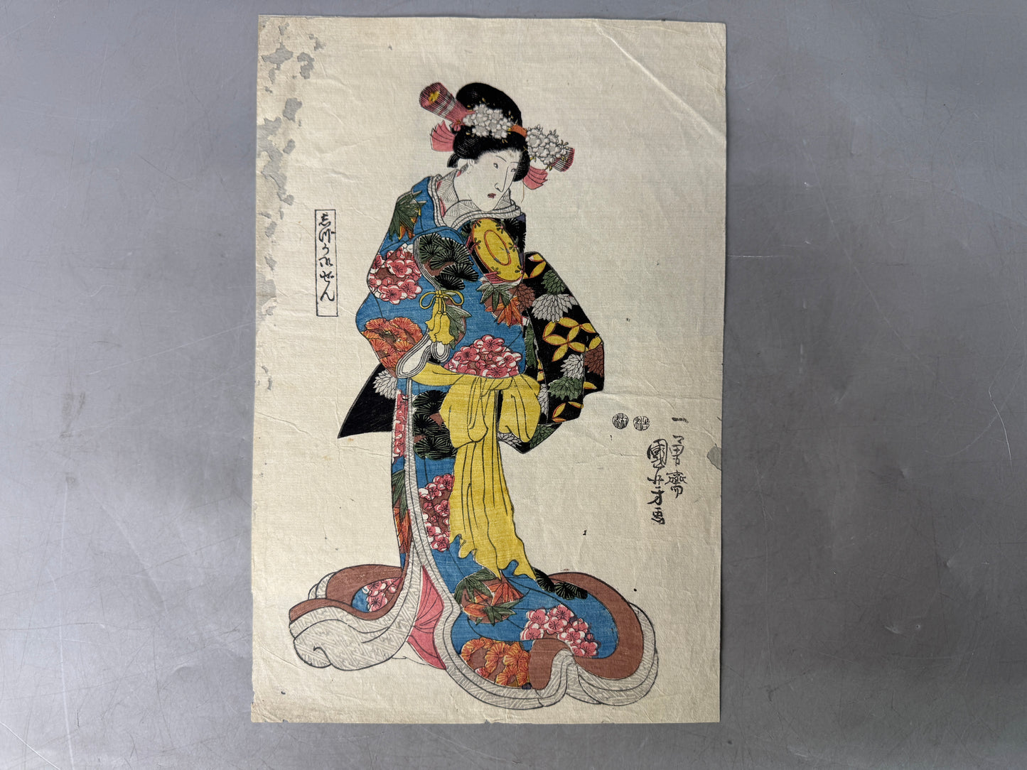 Y9003 WOODBLOCK PRINT Kuniyoshi Beauty backing Japan Ukiyoe antique art interior