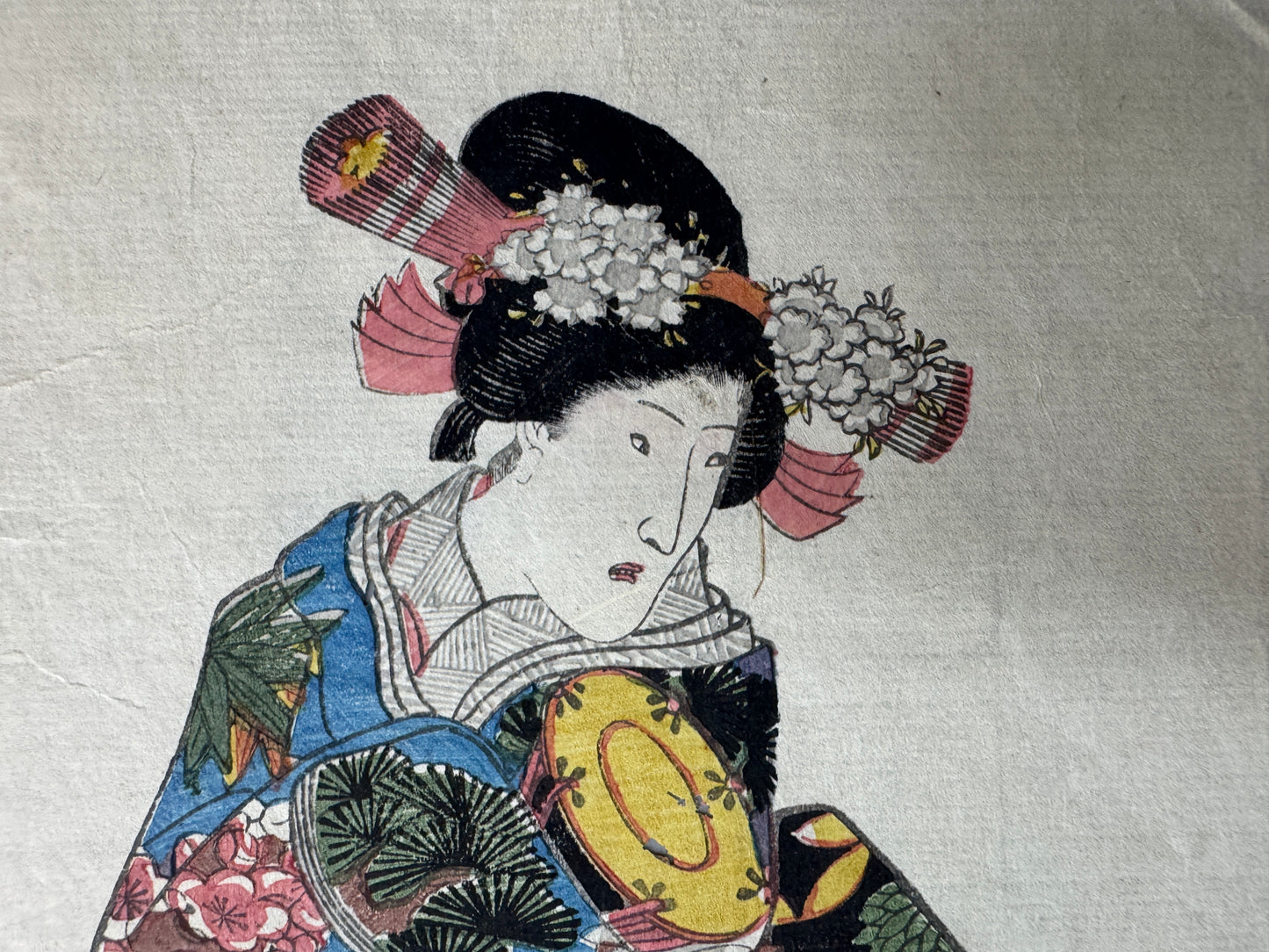 Y9003 WOODBLOCK PRINT Kuniyoshi Beauty backing Japan Ukiyoe antique art interior