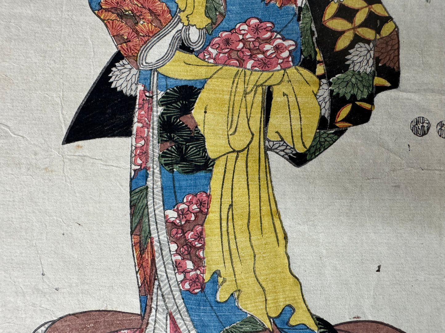 Y9003 WOODBLOCK PRINT Kuniyoshi Beauty backing Japan Ukiyoe antique art interior