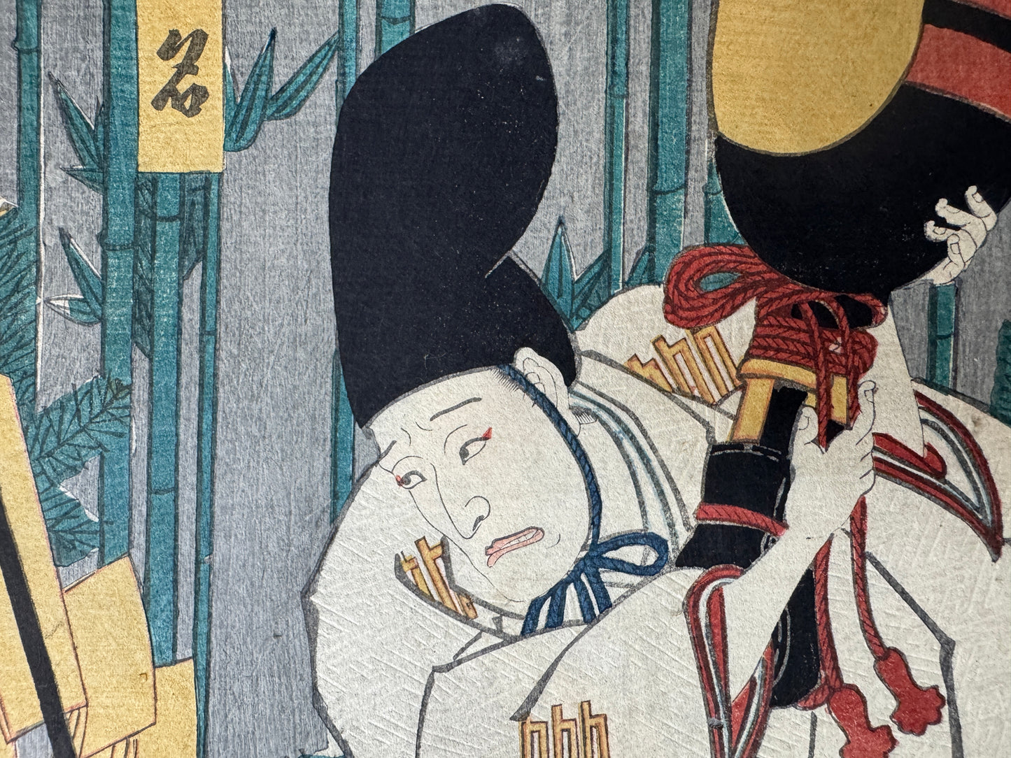 Y9004 WOODBLOCK PRINT Toyokuni Monkey show diptych Japan Ukiyoe antique art