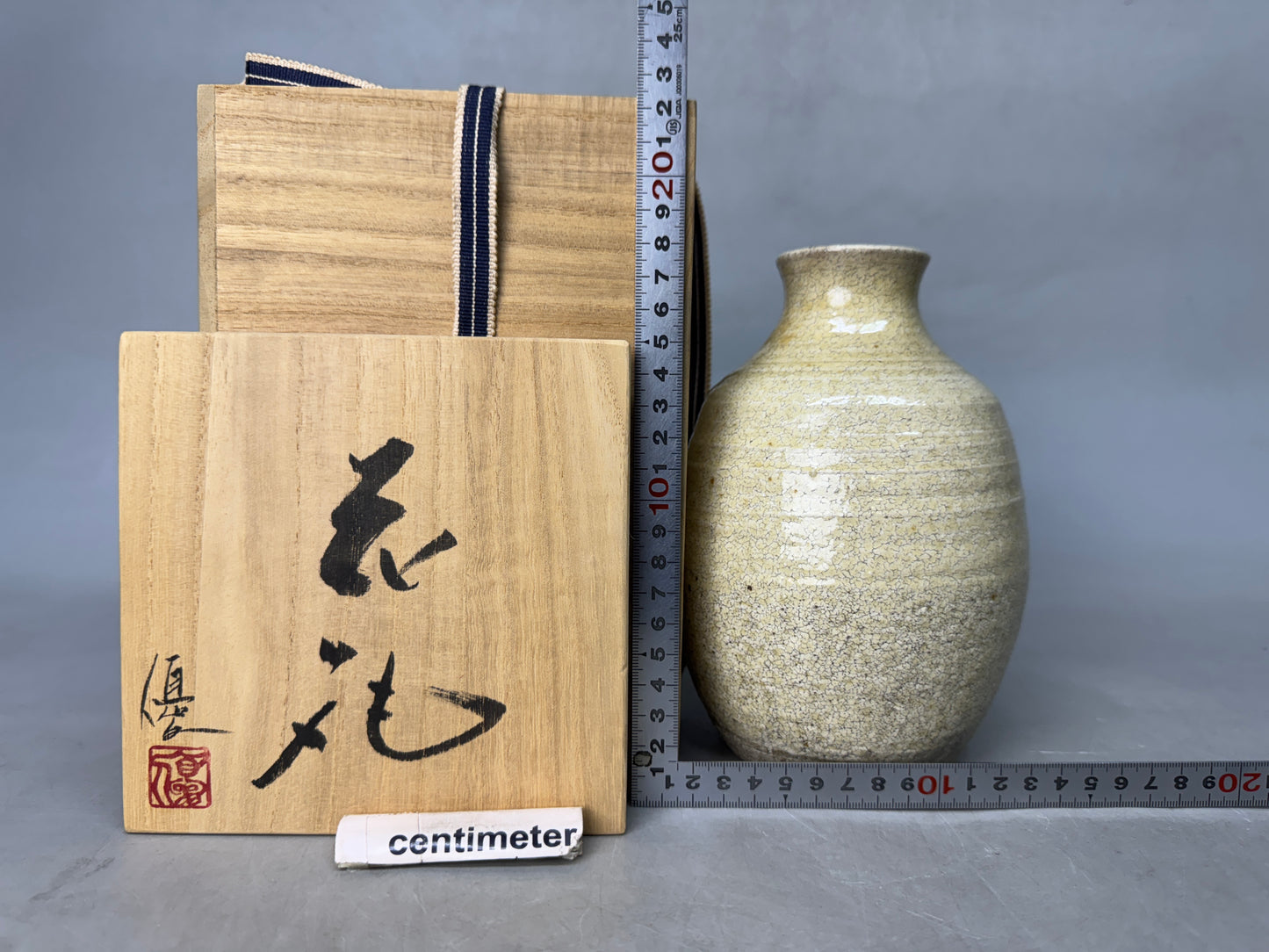 Y9009 FLOWER VASE Seto-ware signed box Japan ikebana floral arrangement interior