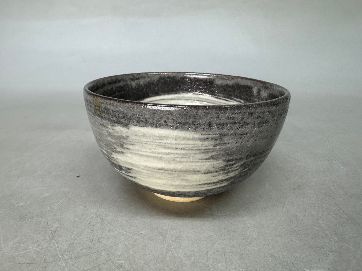Y9013 CHAWAN Seto-ware hakeme brushmark bowl signed Japan antique tea ceremony