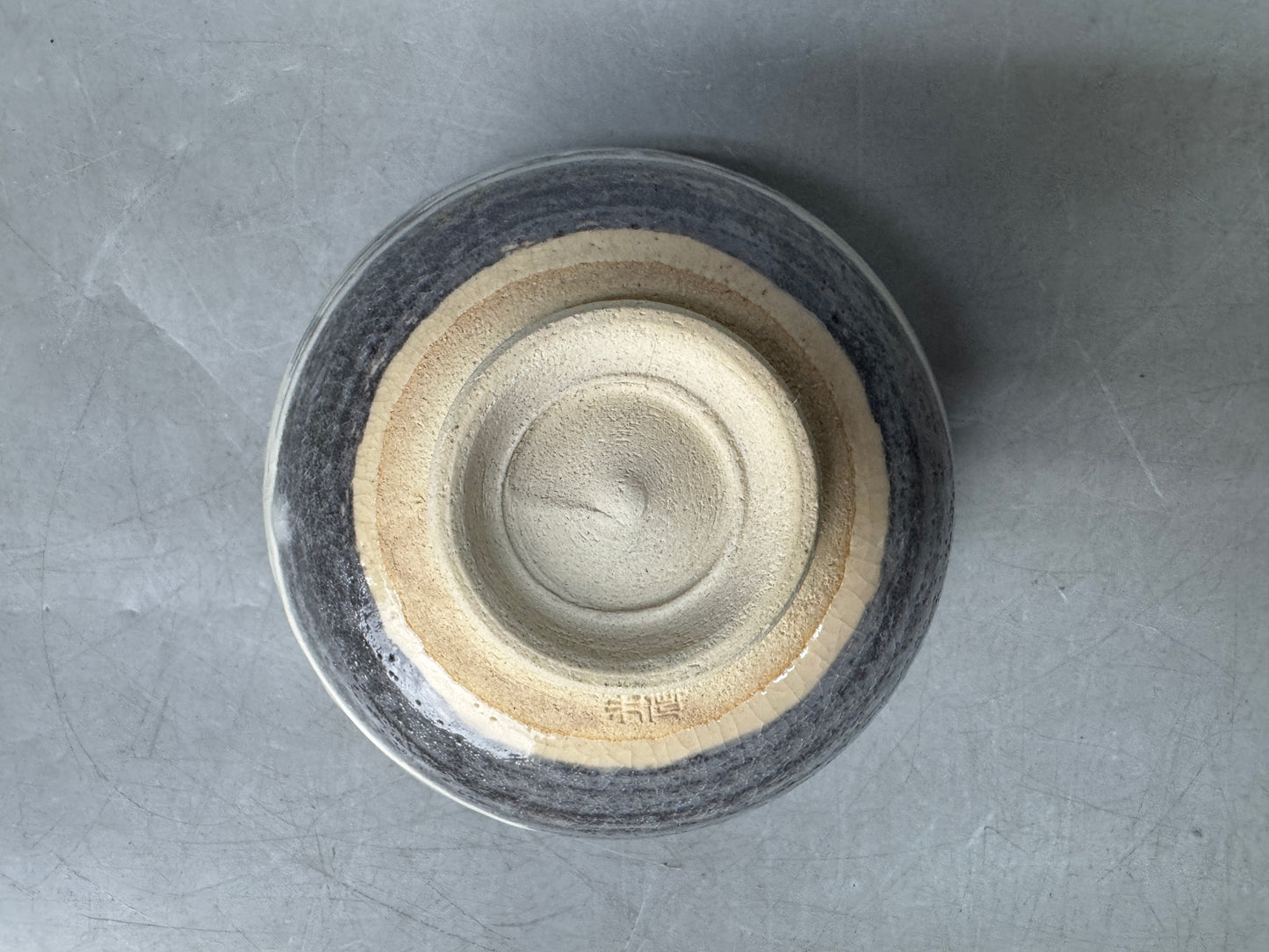Y9013 CHAWAN Seto-ware hakeme brushmark bowl signed Japan antique tea ceremony