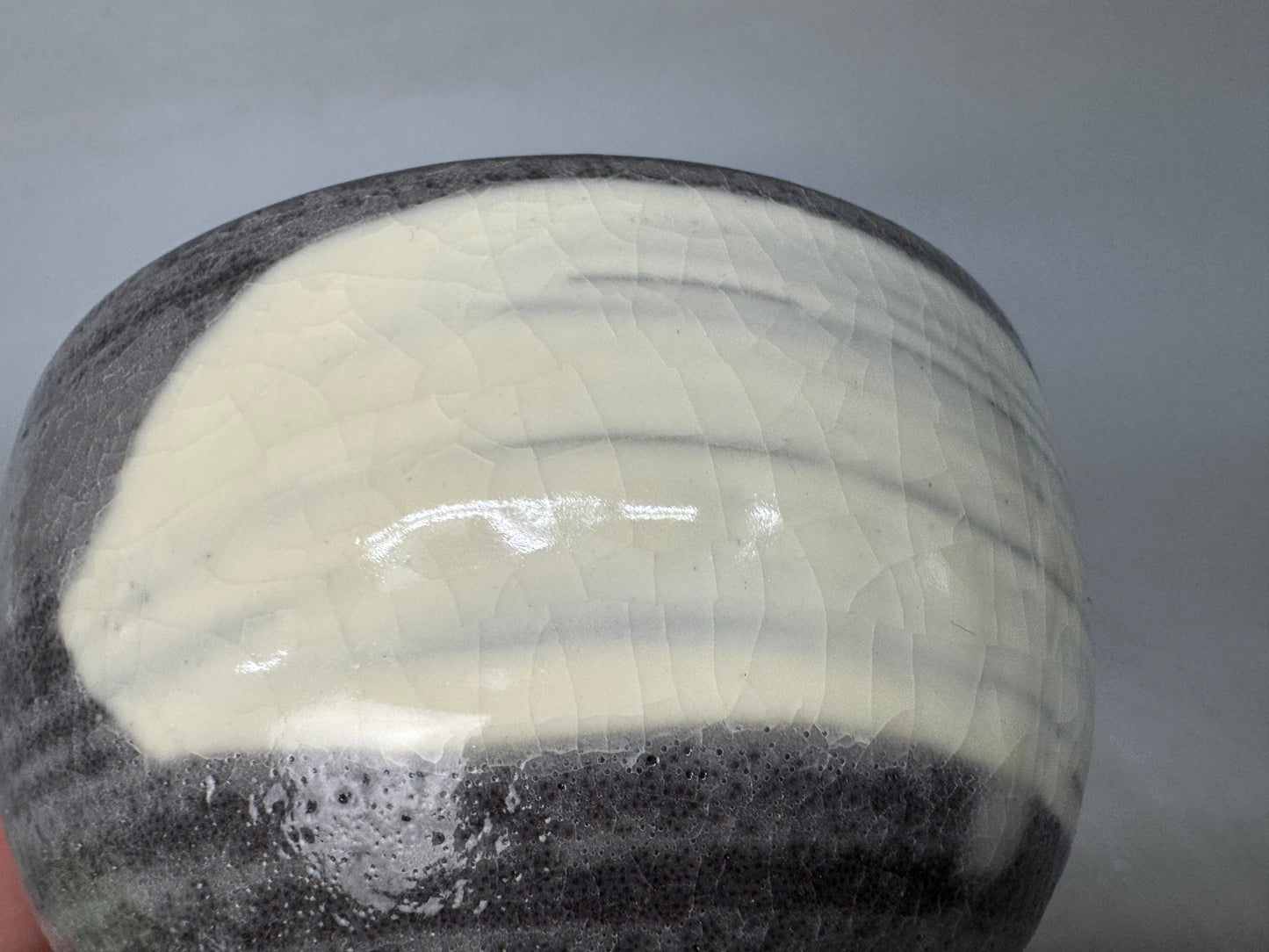 Y9013 CHAWAN Seto-ware hakeme brushmark bowl signed Japan antique tea ceremony