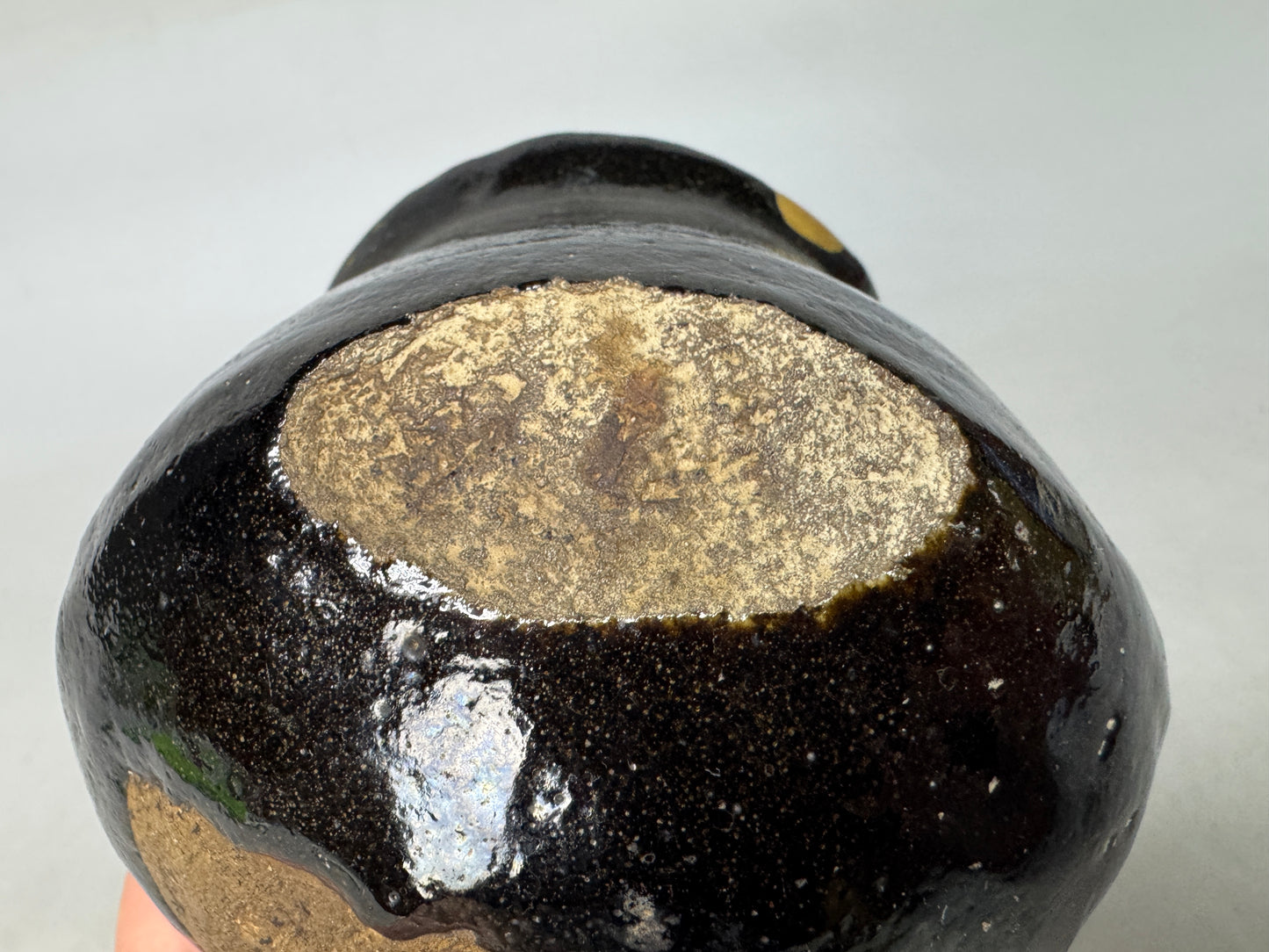 Y9014 CHAWAN Raku-ware tube bowl kintsugi deformed Japan antique tea ceremony