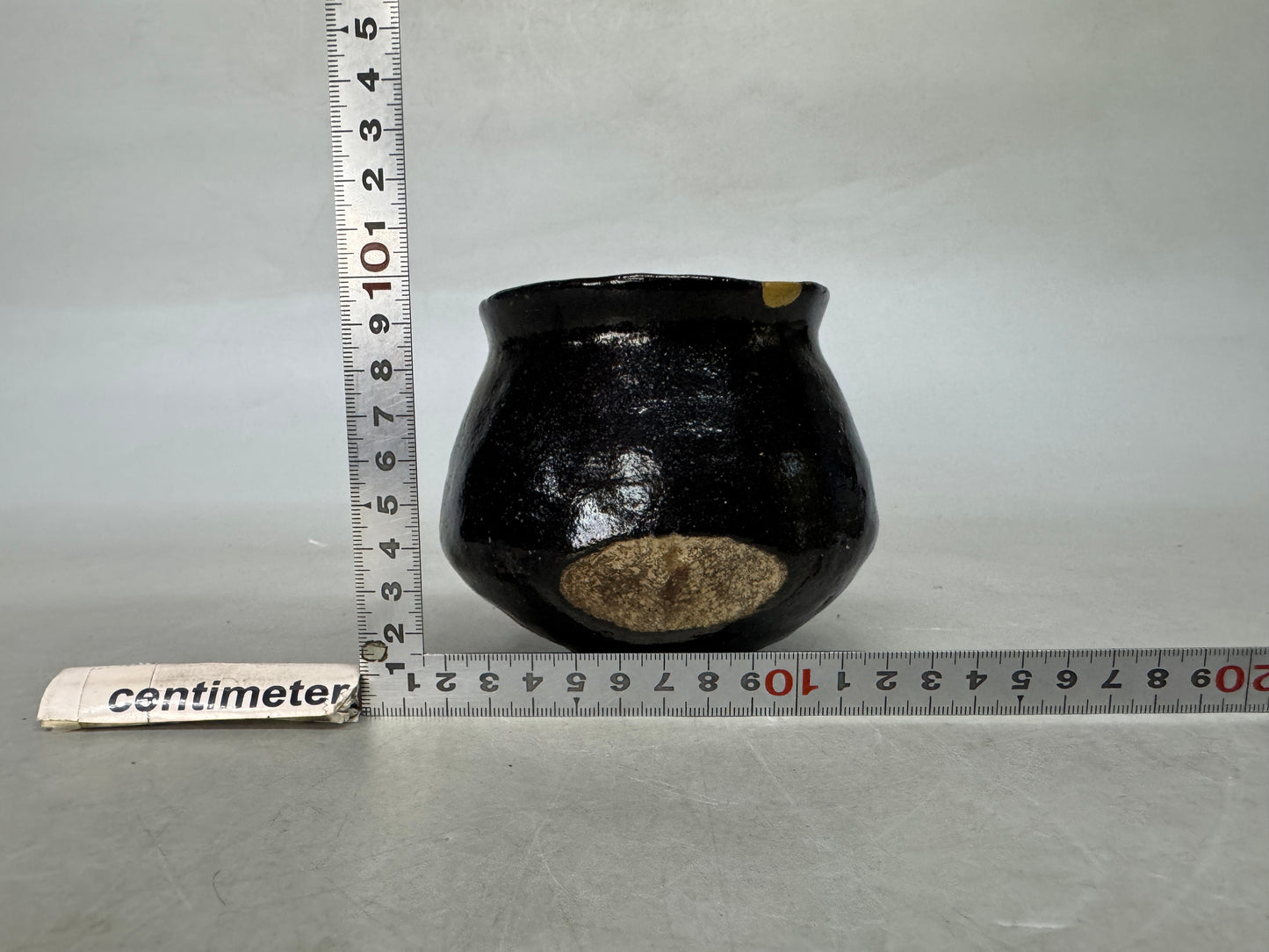 Y9014 CHAWAN Raku-ware tube bowl kintsugi deformed Japan antique tea ceremony