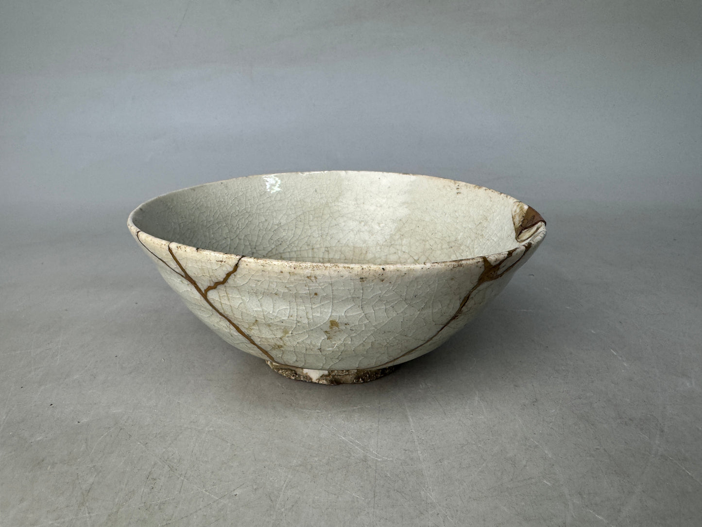 Y9015 CHAWAN confectionery bowl kintsugi Makie repair Yi Dynasty antique pottery