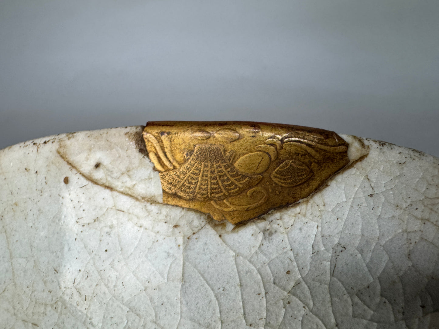 Y9015 CHAWAN confectionery bowl kintsugi Makie repair Yi Dynasty antique pottery