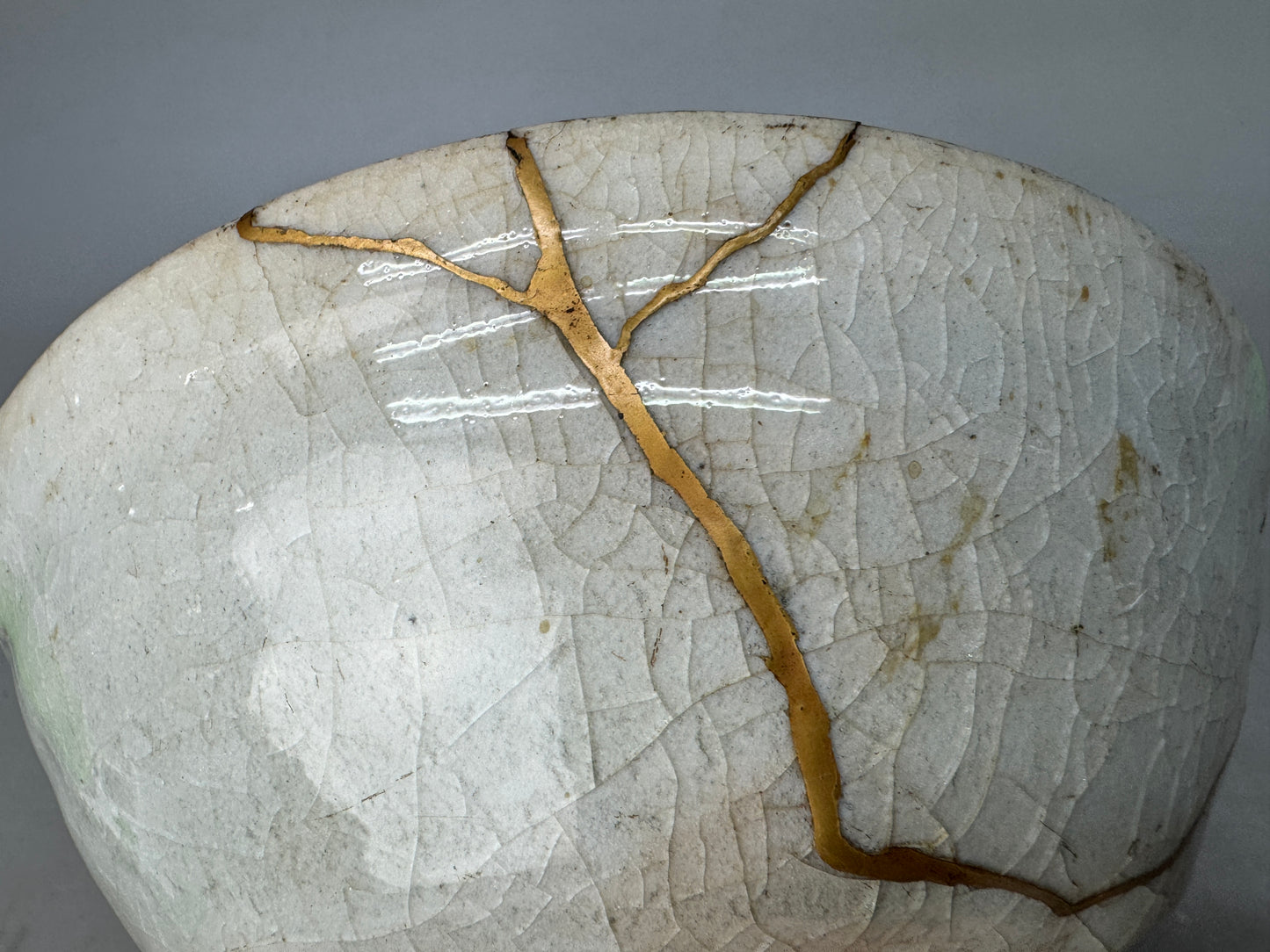 Y9015 CHAWAN confectionery bowl kintsugi Makie repair Yi Dynasty antique pottery