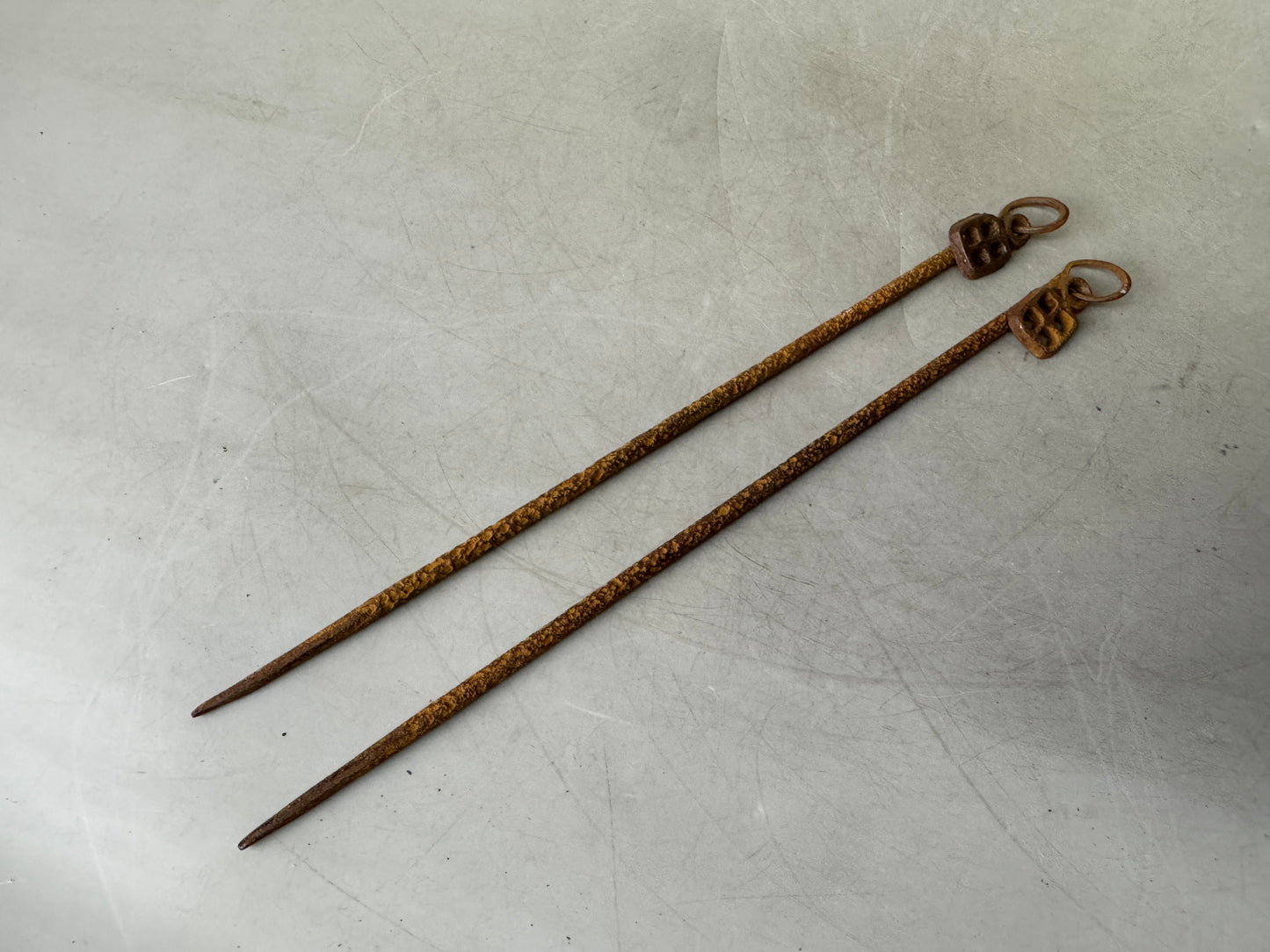Y9025 HIBASHI Iron chopsticks ash leveling tool box Japan Tea Ceremoy antique