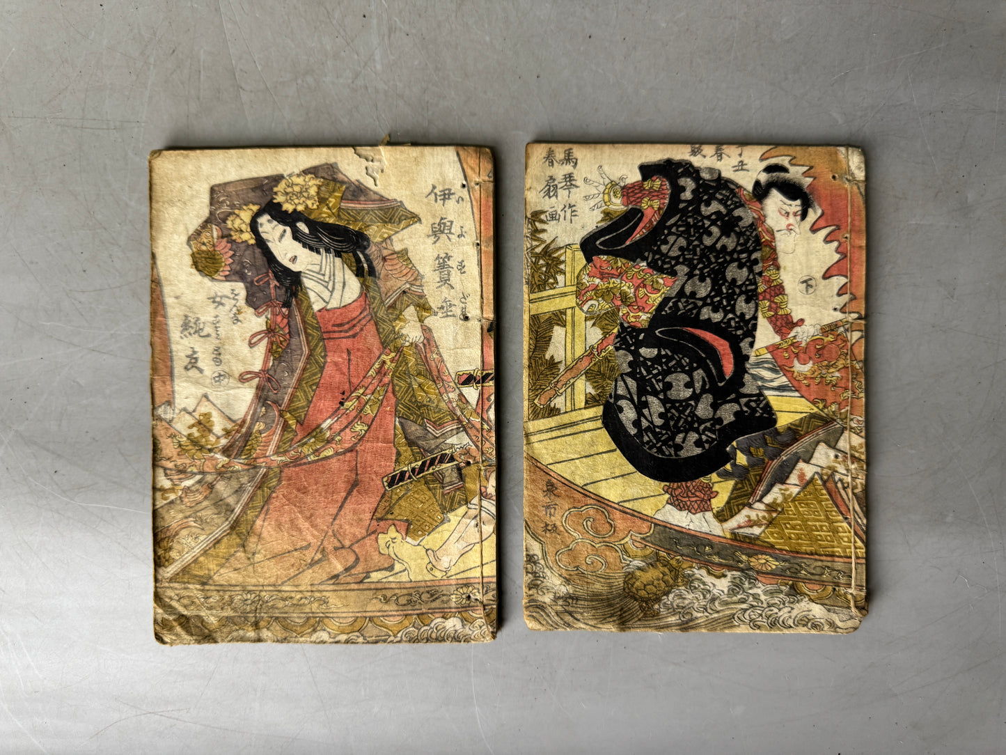 Y9031 WOODBLOCK PRINT Japanese books set of 2 Japan Ukiyoe antique document art