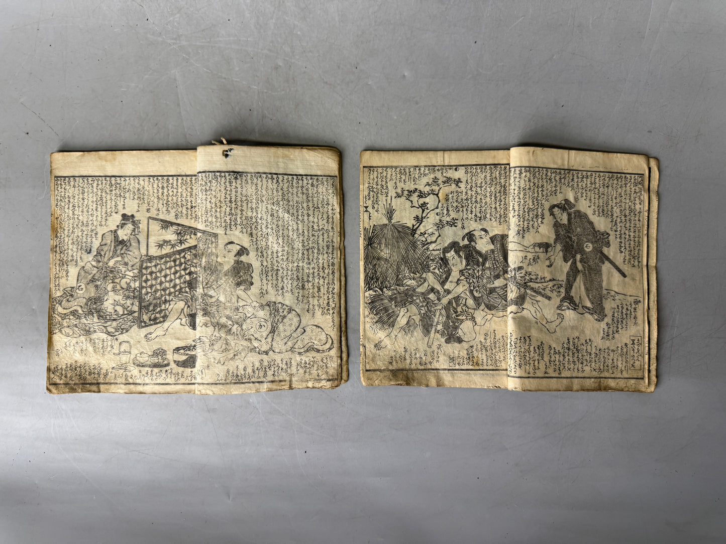 Y9031 WOODBLOCK PRINT Japanese books set of 2 Japan Ukiyoe antique document art