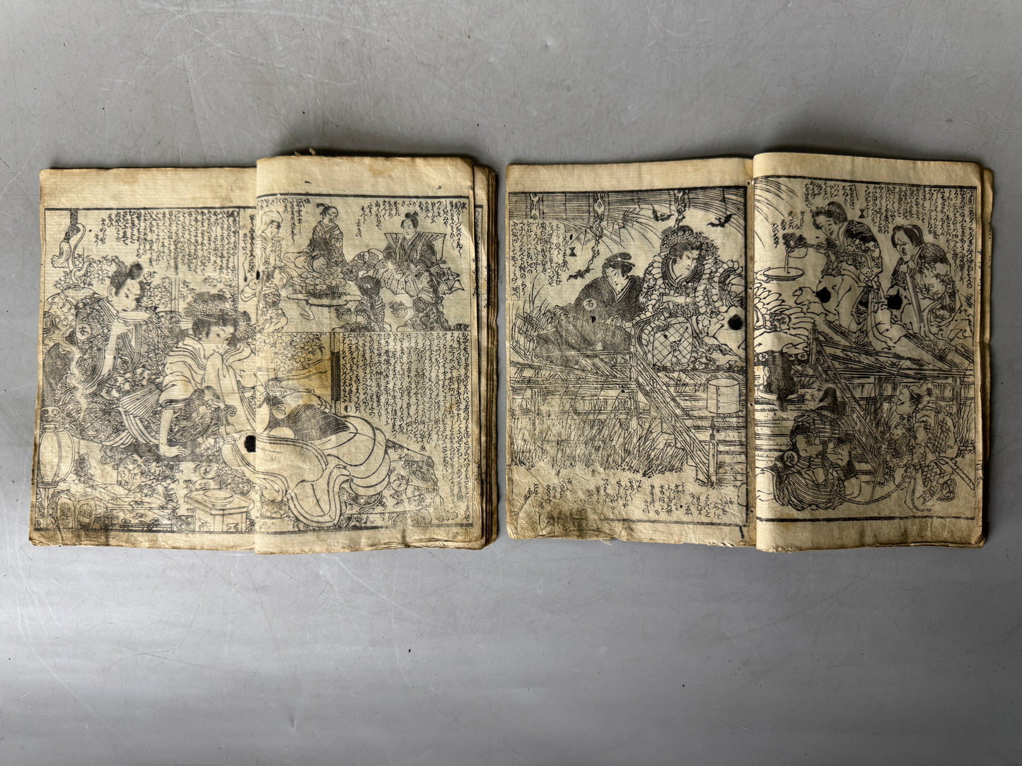 Y9031 WOODBLOCK PRINT Japanese books set of 2 Japan Ukiyoe antique document art