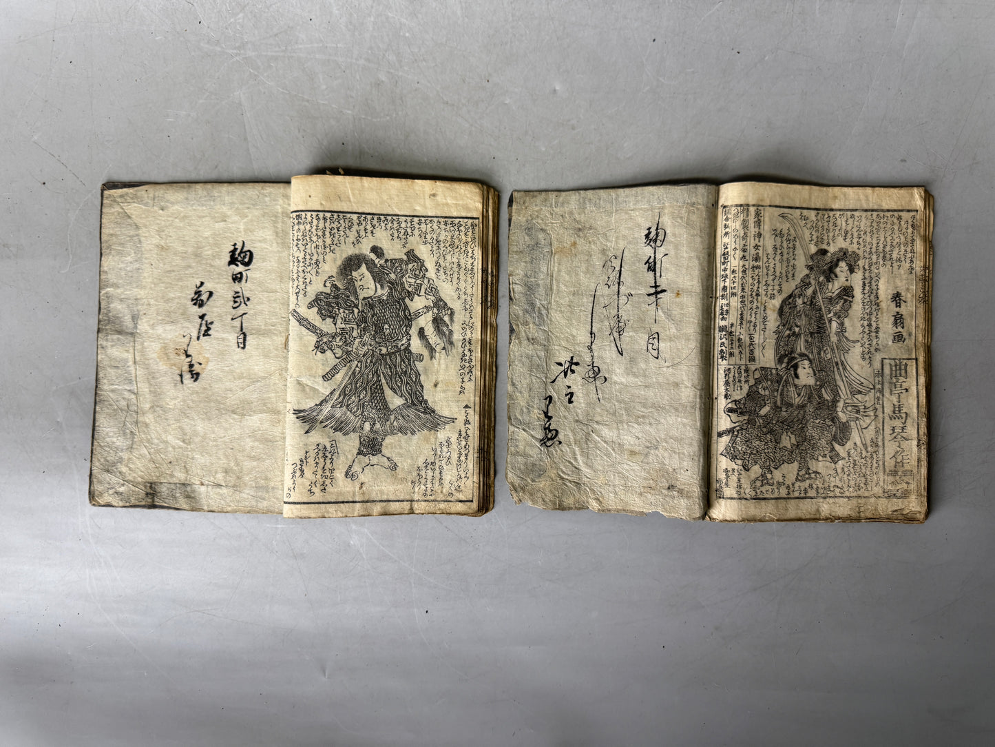 Y9031 WOODBLOCK PRINT Japanese books set of 2 Japan Ukiyoe antique document art