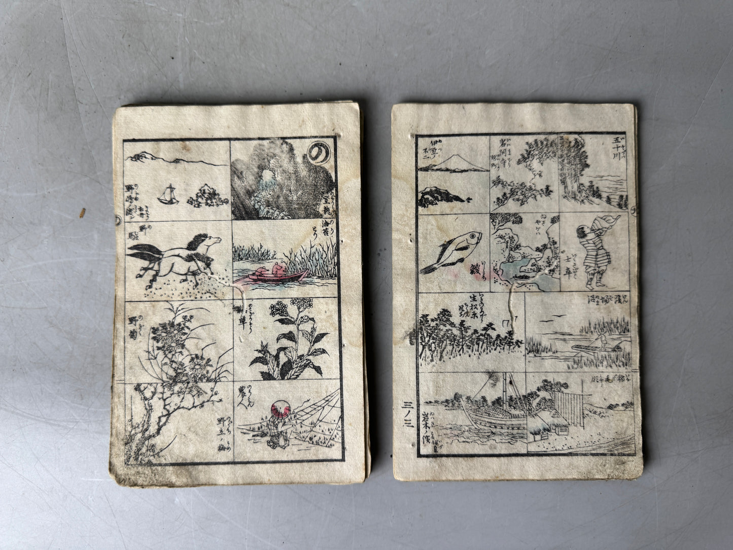 Y9033 WOODBLOCK PRINT Japanese illustrated quick reference manga Japan antique