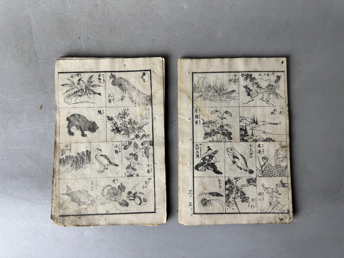 Y9033 WOODBLOCK PRINT Japanese illustrated quick reference manga Japan antique