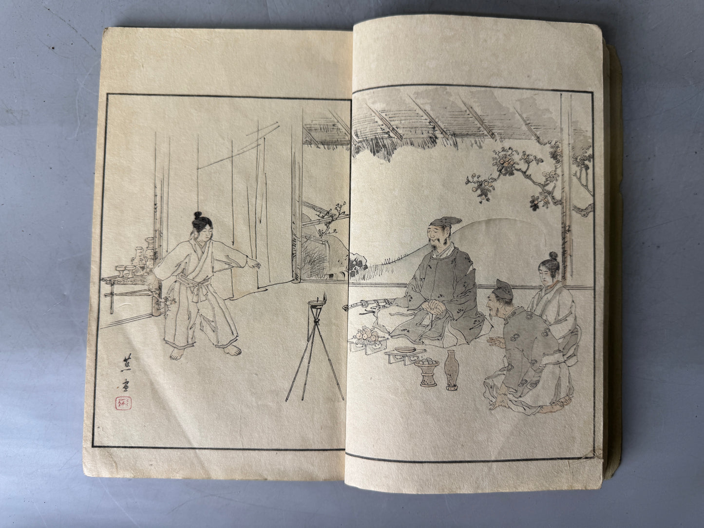 Y9034 WOODBLOCK PRINT Japanese book Nihon Gaho Japan Ukiyoe antique document
