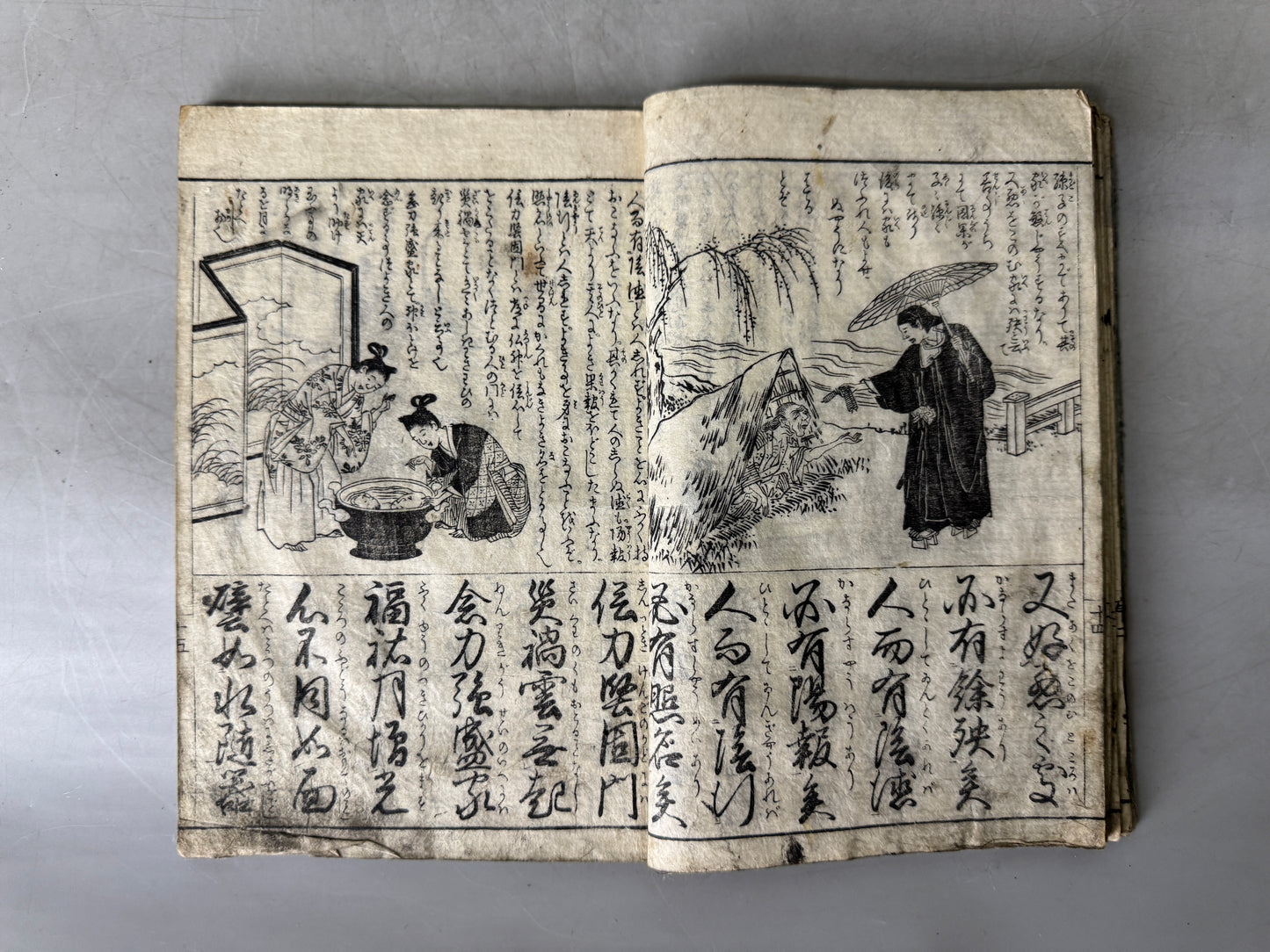 Y9035 WOODBLOCK PRINT Japanese book Jitsugokyo Esho Japan Ukiyoe antique
