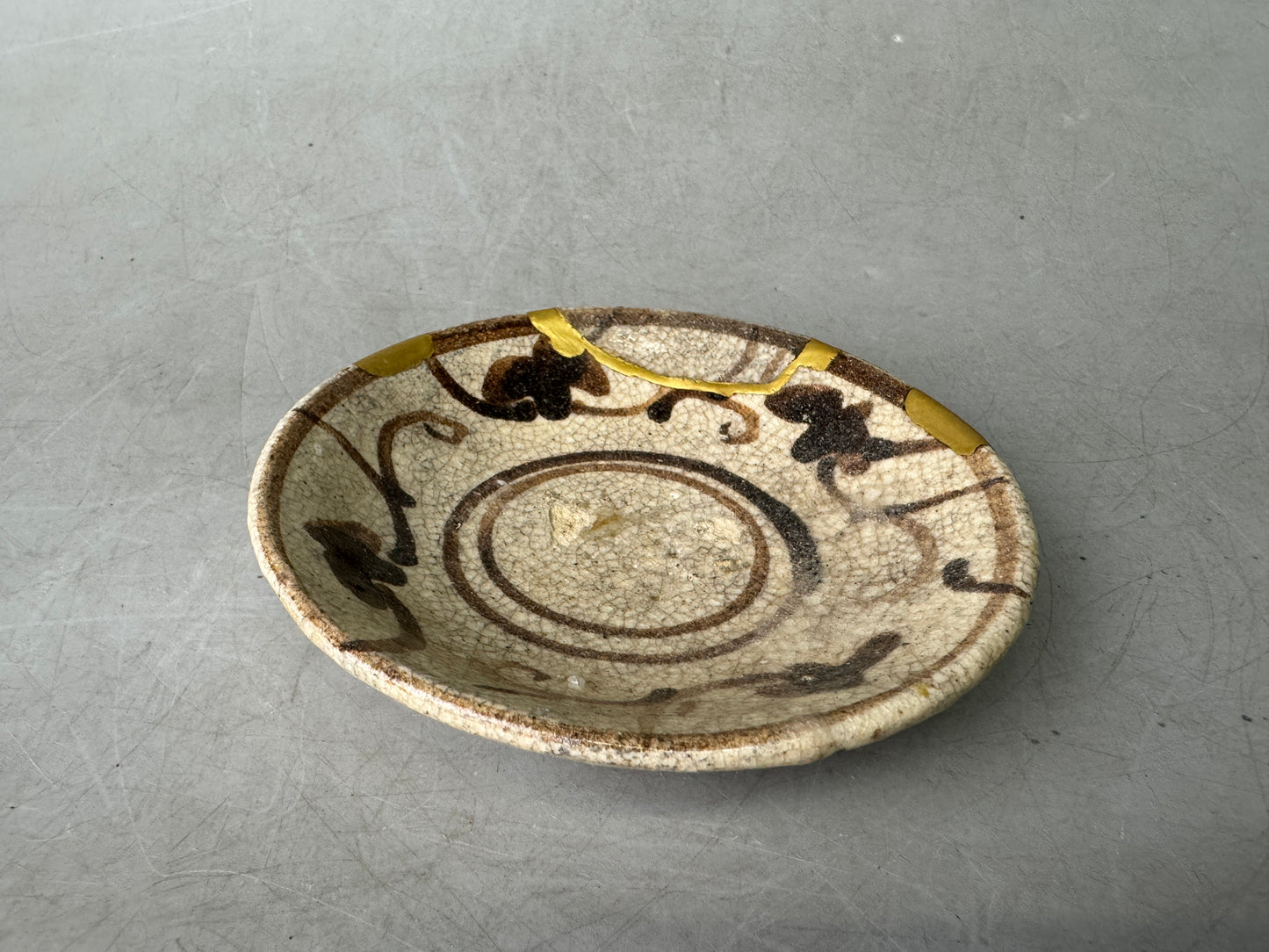 Y9036 DISH Shino-ware small plate kintsugi Japan antique tableware kitchen