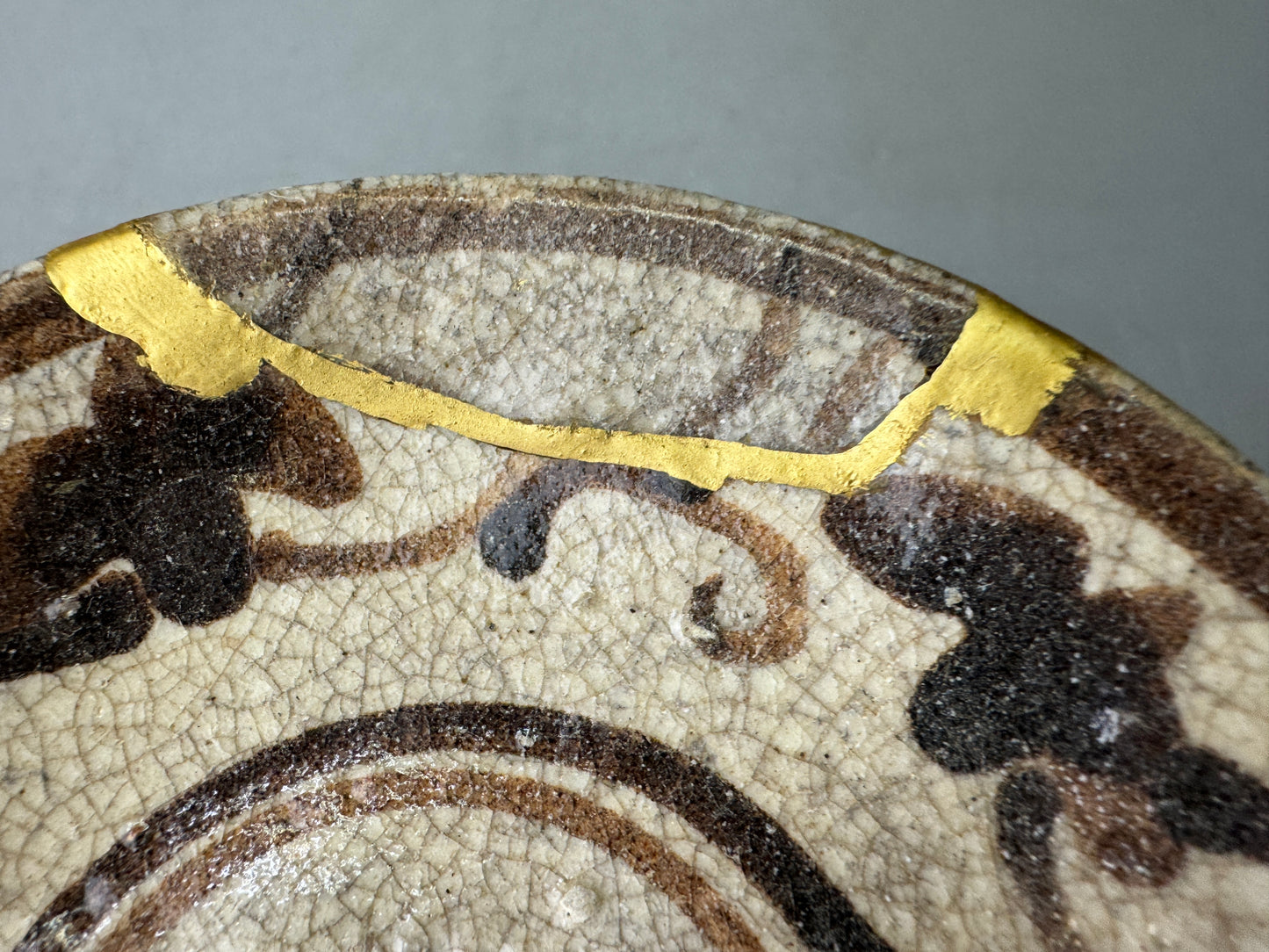 Y9036 DISH Shino-ware small plate kintsugi Japan antique tableware kitchen