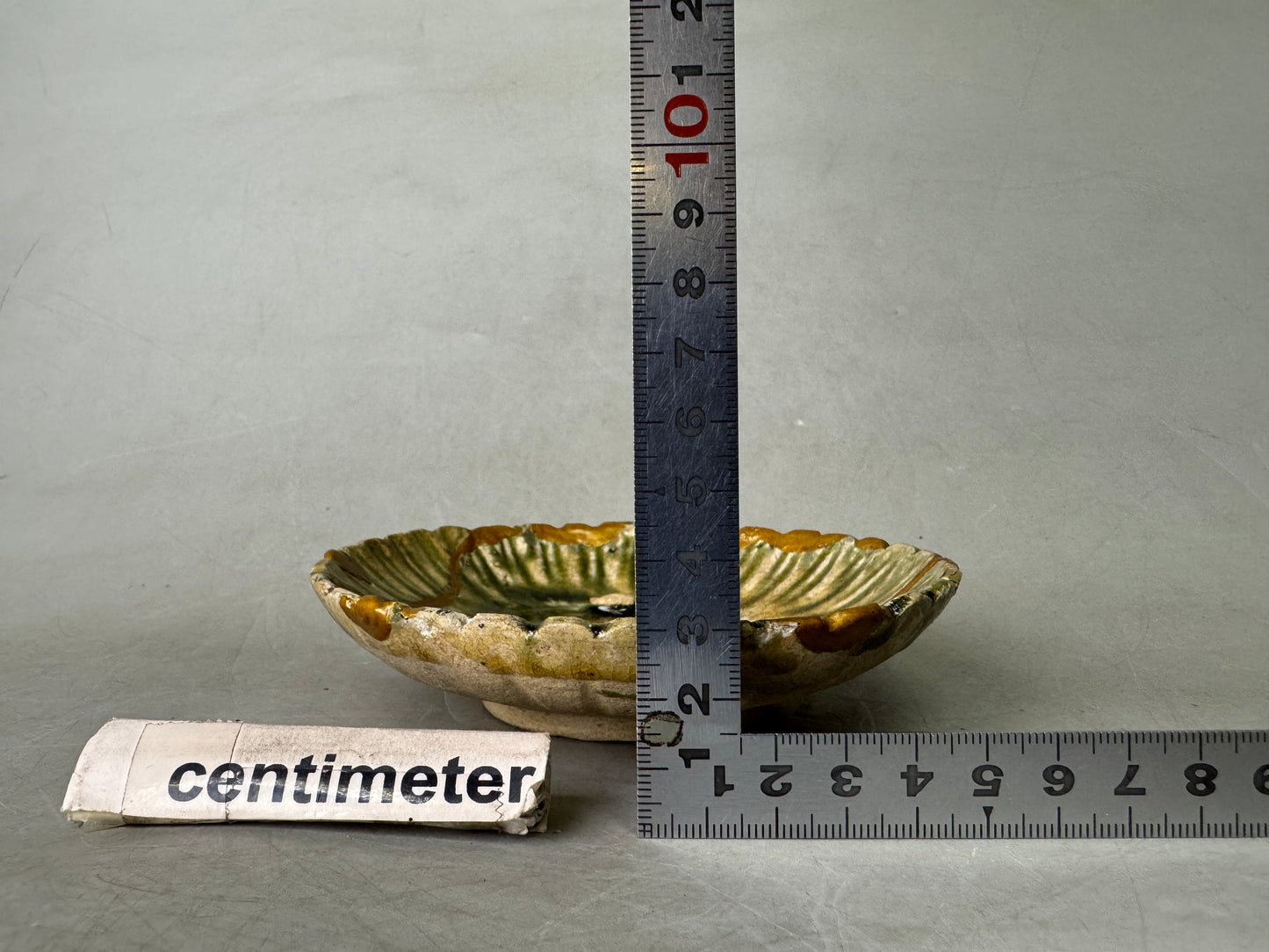 Y9037 DISH Oribe-ware small plate kintsugi Japan antique tableware kitchen