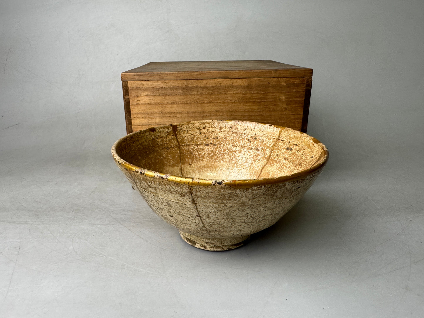 Y9039 CHAWAN Goryeo bowl kintsugi box Korea antique tea ceremony pottery cup