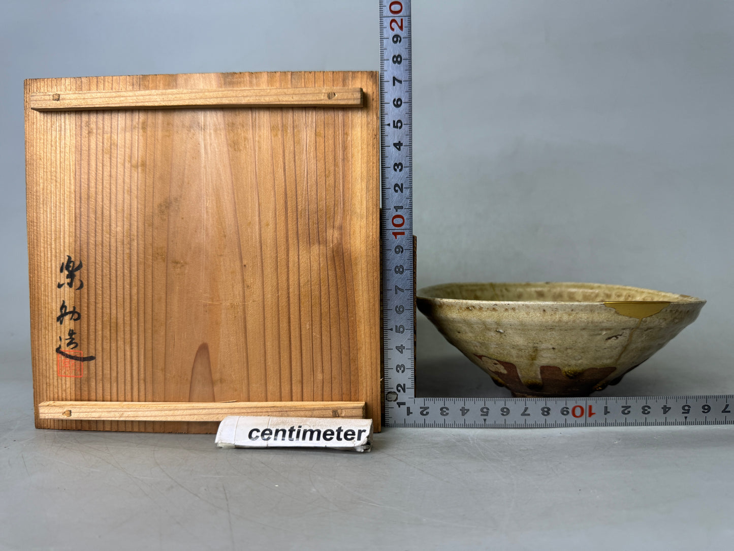 Y9040 CHAWAN Koseto-ware flat bowl kintsugi box Japan antique tea ceremony cup