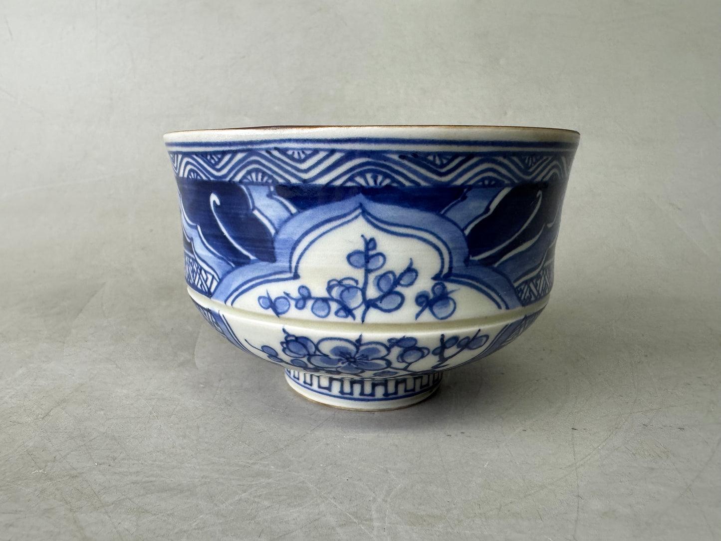Y9041 CHAWAN Shonzui bowl box underglaze blue Japan antique tea ceremony pottery