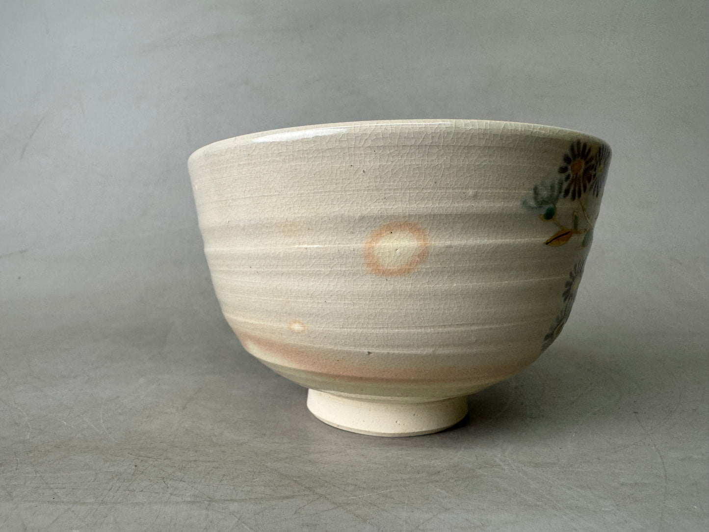 Y9043 CHAWAN Kyo-ware bowl signed box Japan antique tea ceremony pottery cup