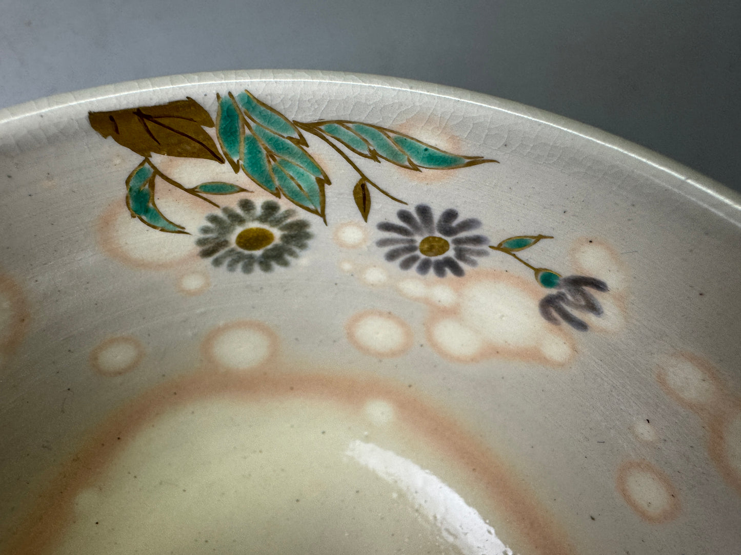 Y9043 CHAWAN Kyo-ware bowl signed box Japan antique tea ceremony pottery cup