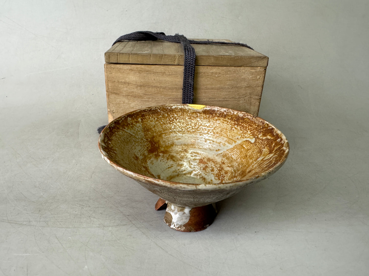 Y9044 CHAWAN Kyo-ware Ninsei bowl kintsugi box Japan antique tea ceremony cup