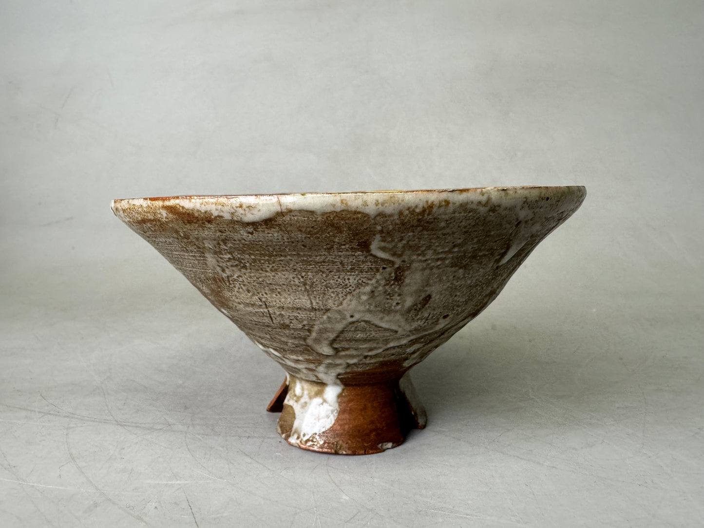 Y9044 CHAWAN Kyo-ware Ninsei bowl kintsugi box Japan antique tea ceremony cup