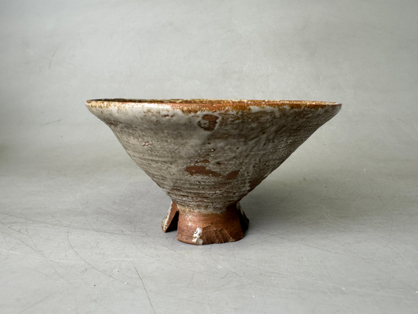 Y9044 CHAWAN Kyo-ware Ninsei bowl kintsugi box Japan antique tea ceremony cup