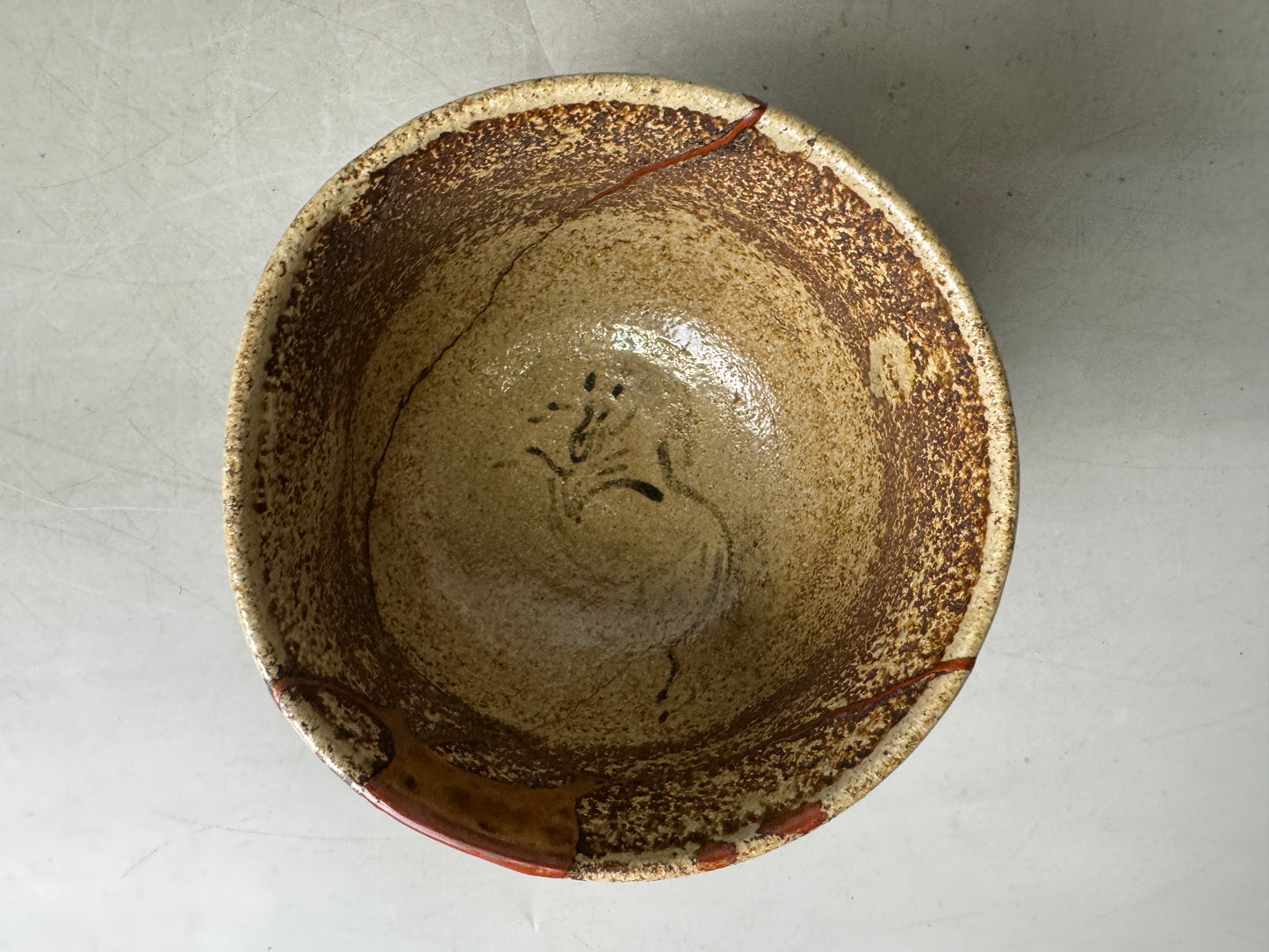 Y9045 CHAWAN Souma-ware bowl kintsugi box horse Japan antique tea ceremony cup