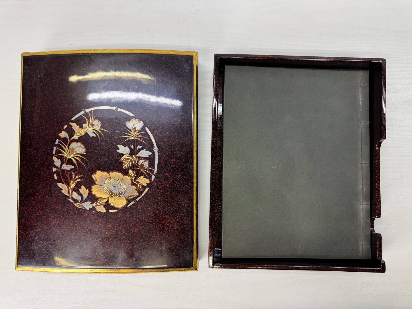 Y9053 Buddhist Altar Makie Japanese hymn box sutra book Japan antique Buddhism
