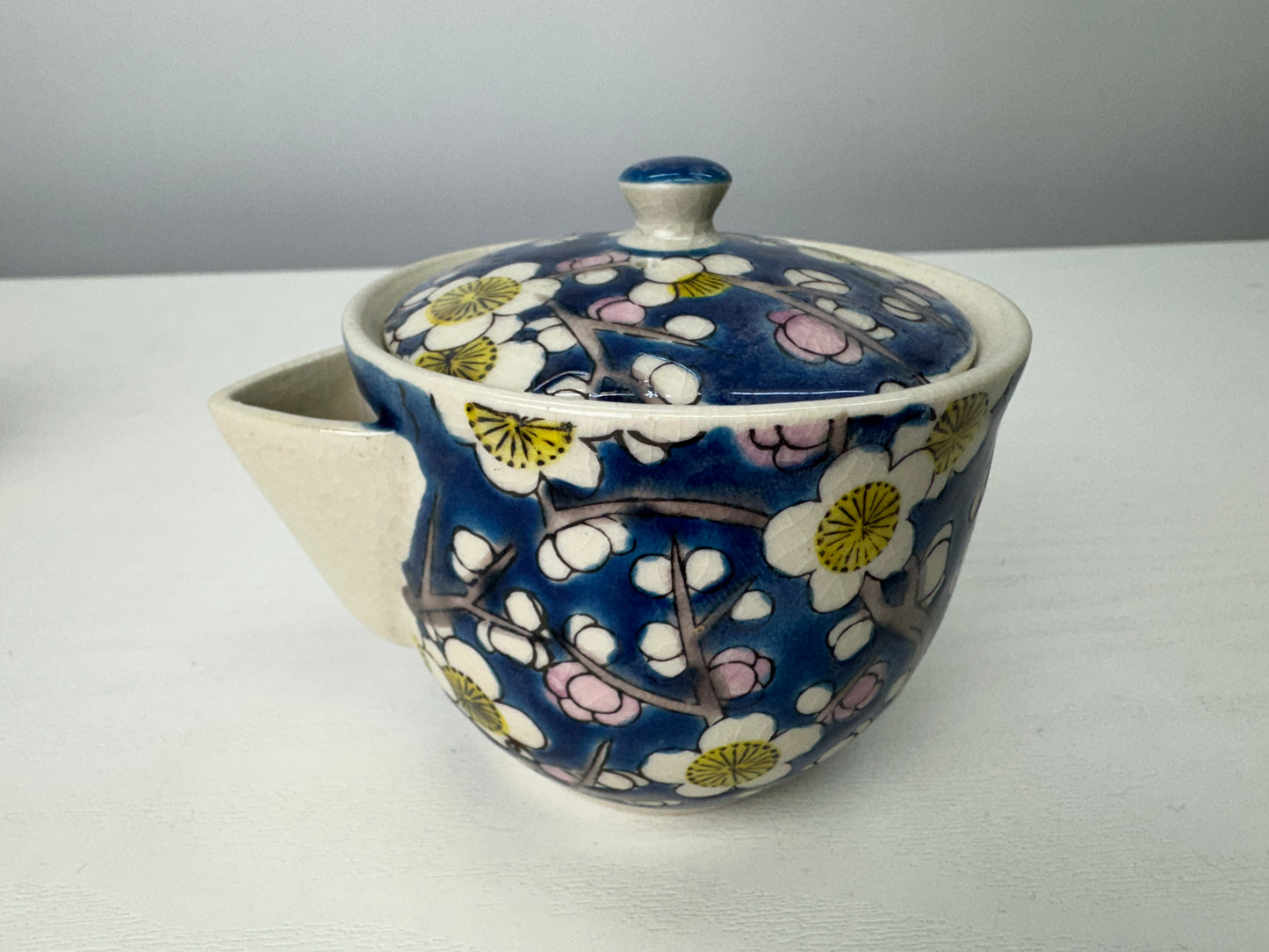 Y9057 KYUSU Kutani-ware teapot tea pot chawan cup set signed box Japan antique