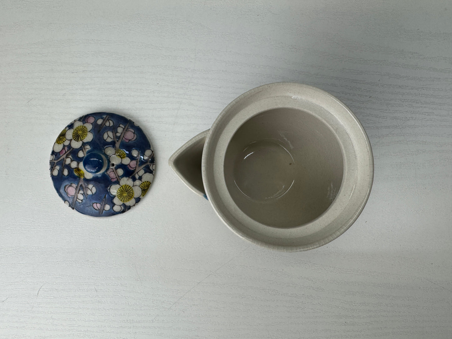 Y9057 KYUSU Kutani-ware teapot tea pot chawan cup set signed box Japan antique