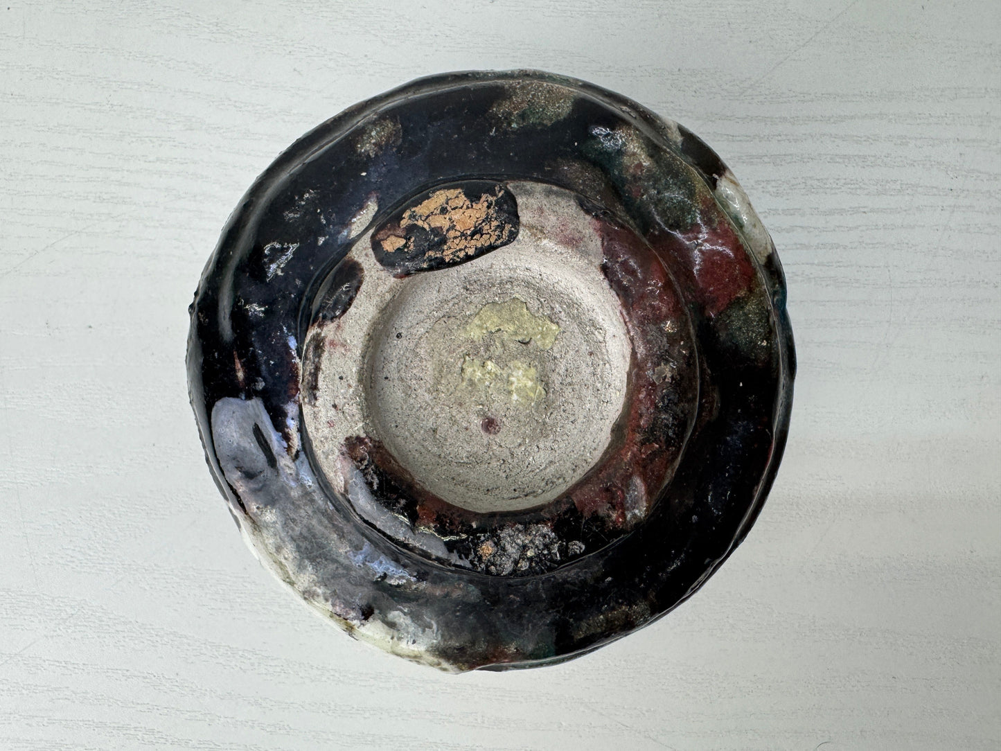 Y9059 CHAWAN Raku-ware bowl signed box Japan antique tea ceremony pottery cup