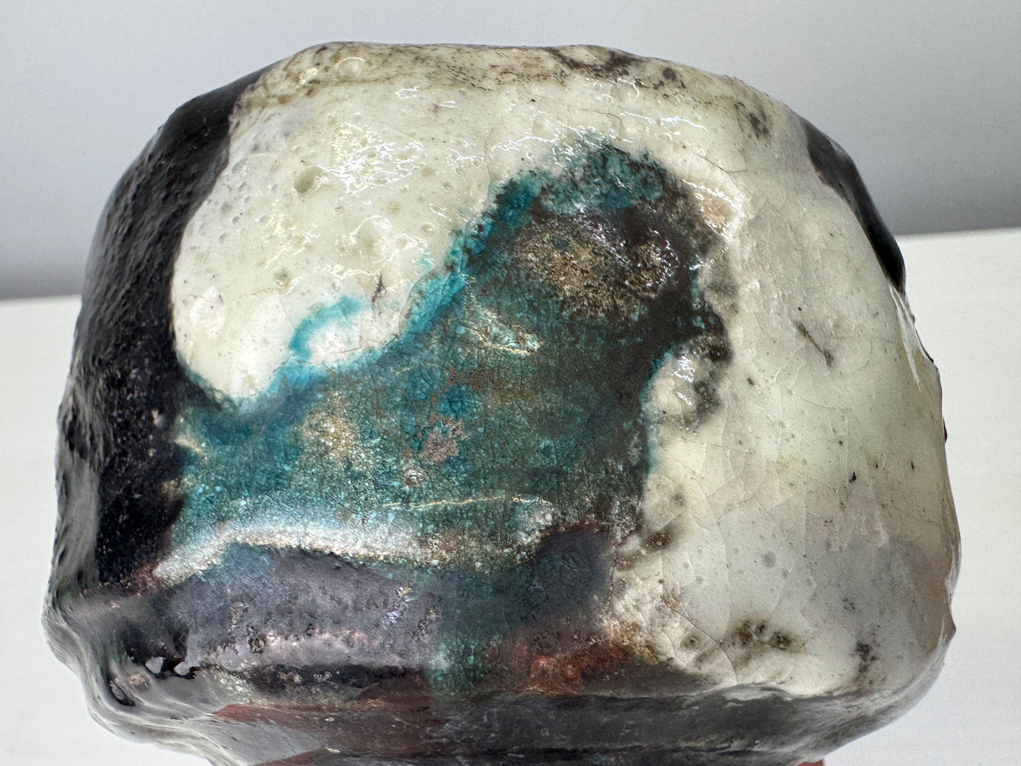 Y9059 CHAWAN Raku-ware bowl signed box Japan antique tea ceremony pottery cup