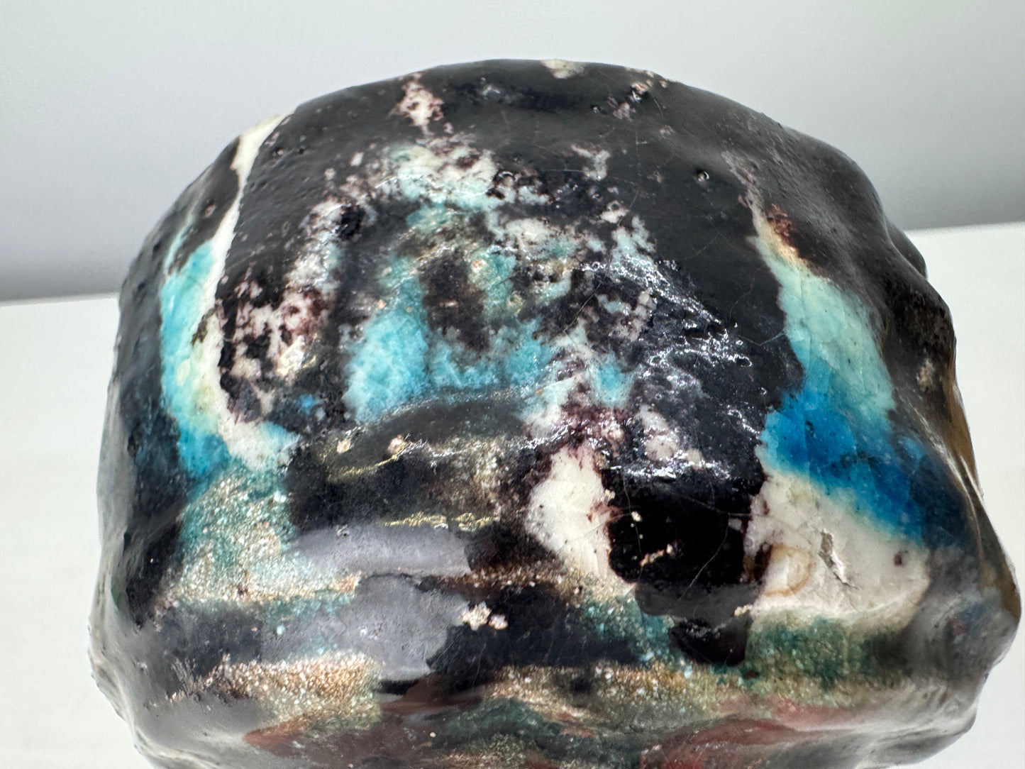 Y9059 CHAWAN Raku-ware bowl signed box Japan antique tea ceremony pottery cup