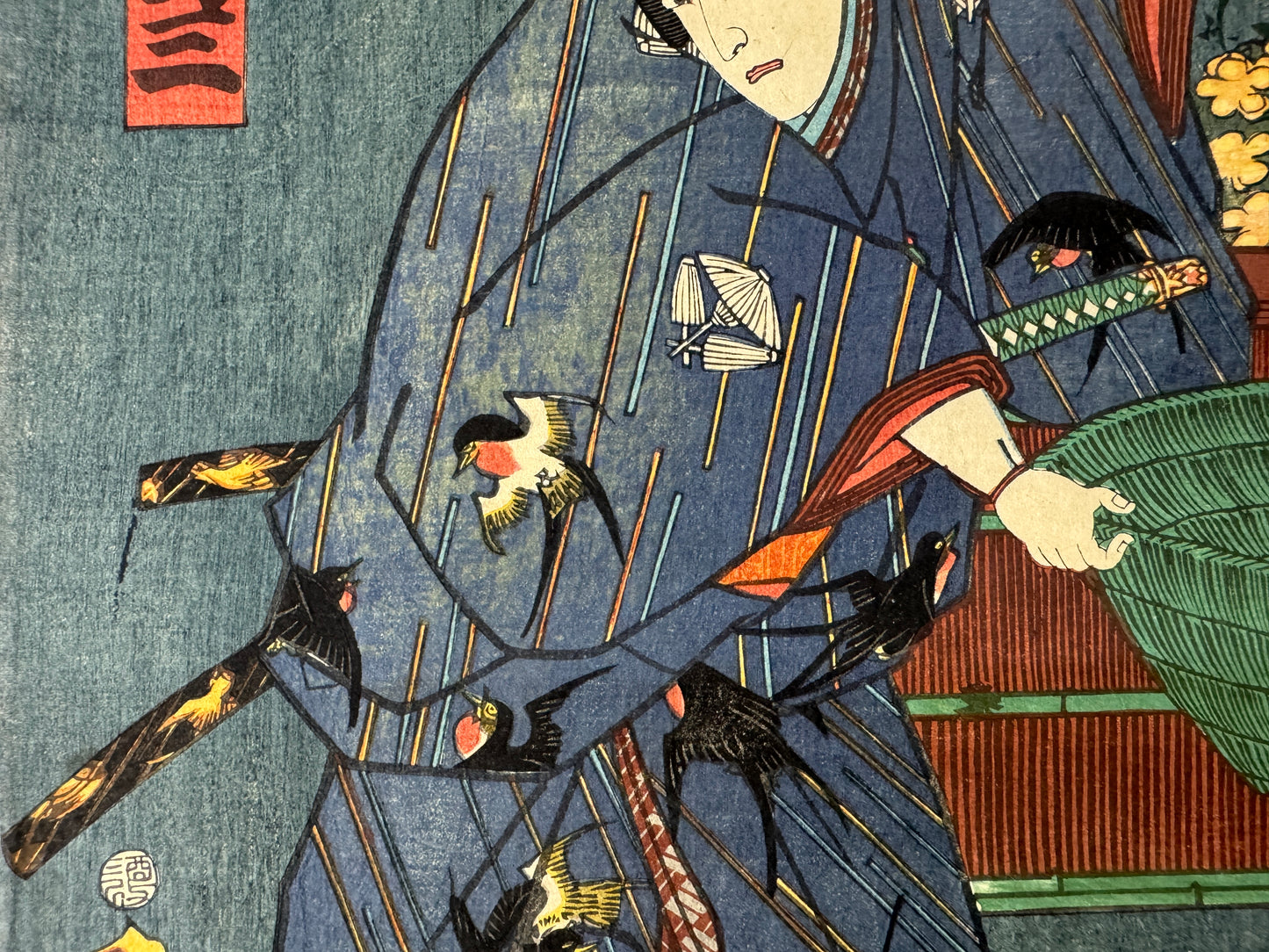 Y9067 WOODBLOCK PRINT Toyokuni diptych Actor Japan Ukiyoe antique document art