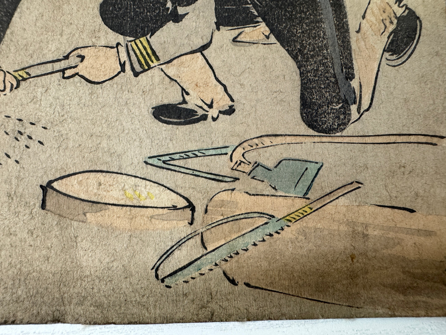 Y9069 WOODBLOCK PRINT Kiyochika War single piece backing Japan Ukiyoe antique