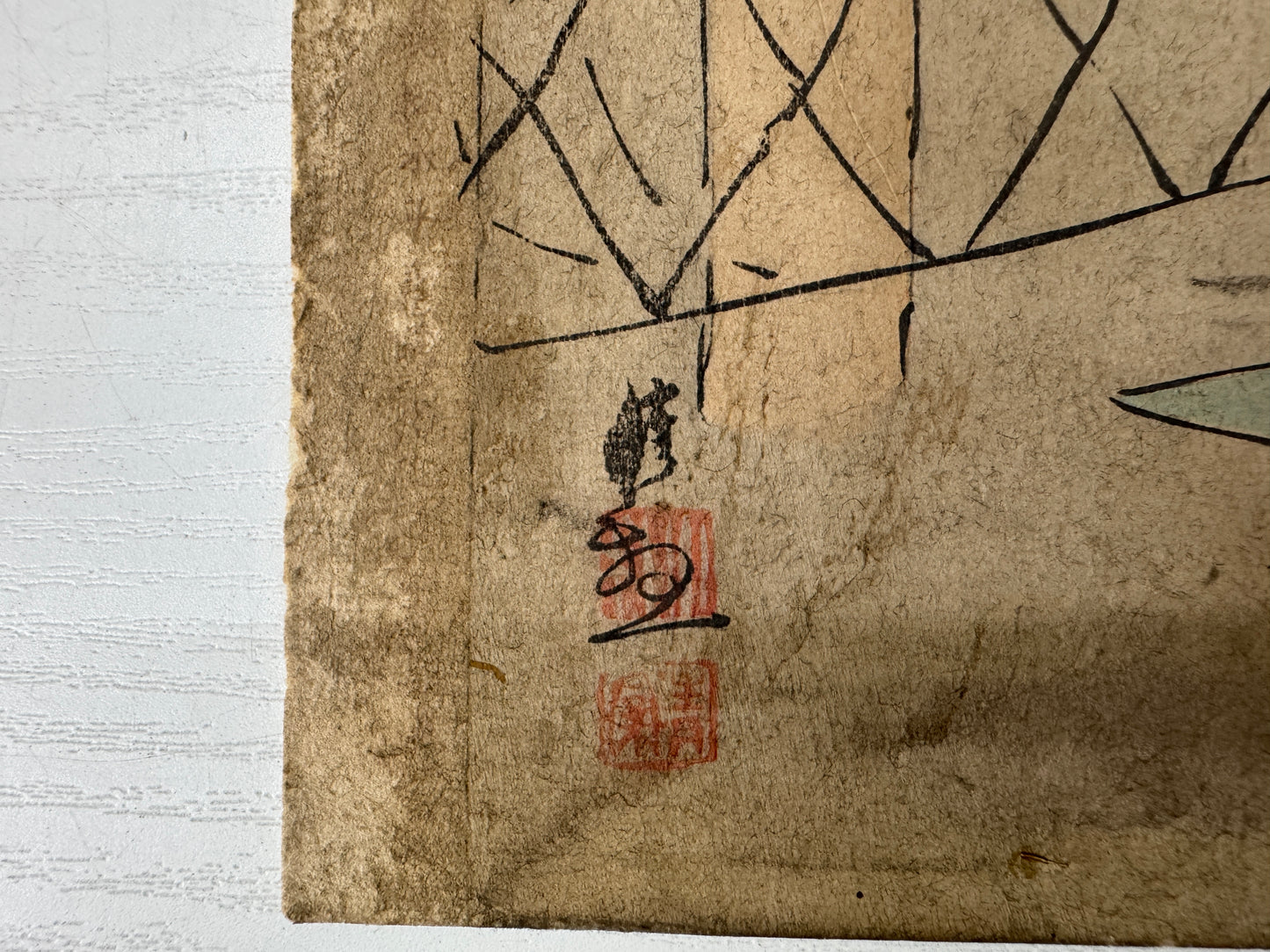 Y9069 WOODBLOCK PRINT Kiyochika War single piece backing Japan Ukiyoe antique