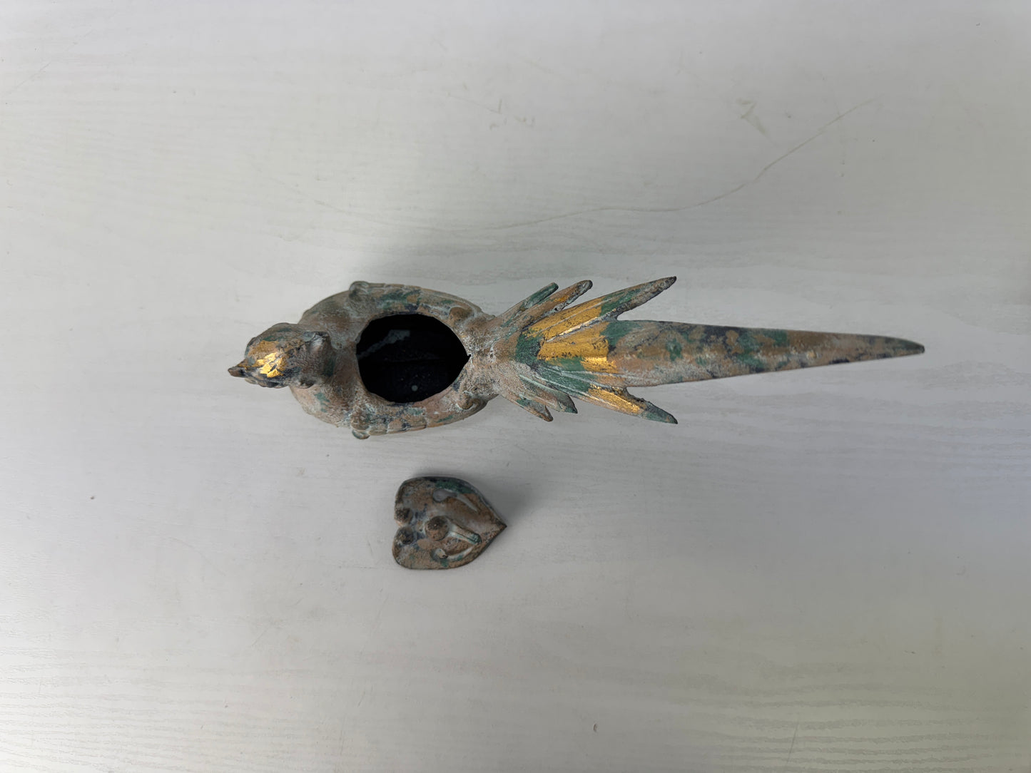 Y9080 KOURO metal Phoenix stand Japan antique Incense Burner fragrance aroma