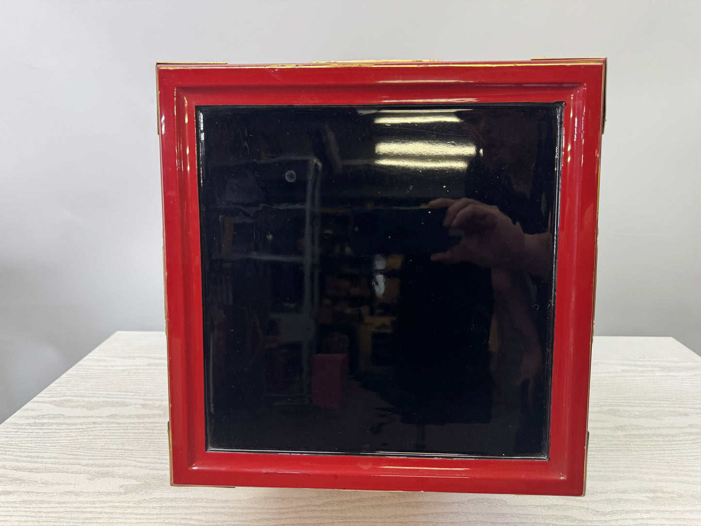 Y9086 Buddhist Altar Equipment Vermilion lacquer table Japan antique Buddhism