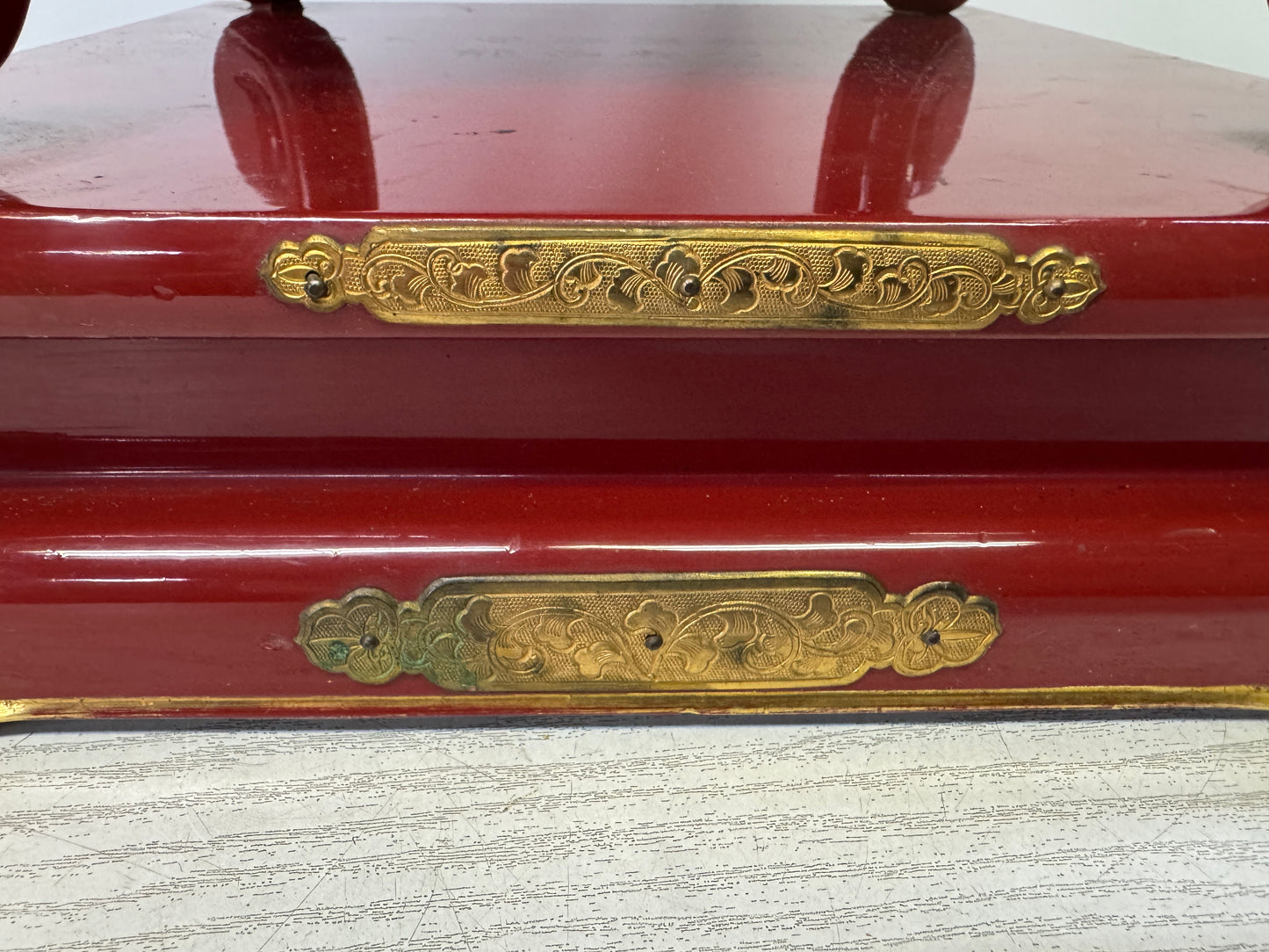 Y9086 Buddhist Altar Equipment Vermilion lacquer table Japan antique Buddhism